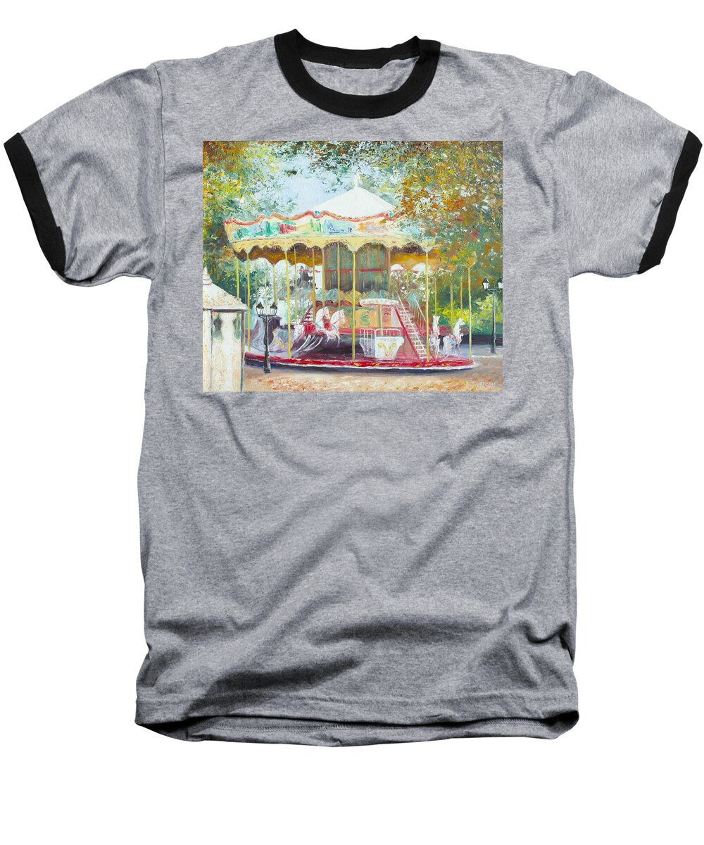 Carousel Baseball T-Shirt featuring the painting Carousel in Montmartre Paris by Jan Matson