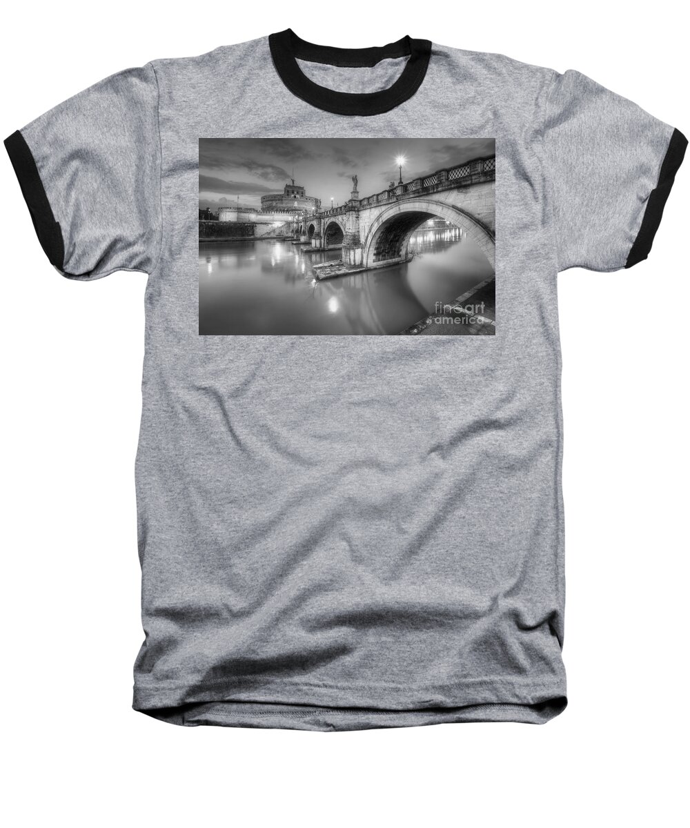 Yhun Suarez Baseball T-Shirt featuring the photograph Castel Sant' Angelo BW by Yhun Suarez