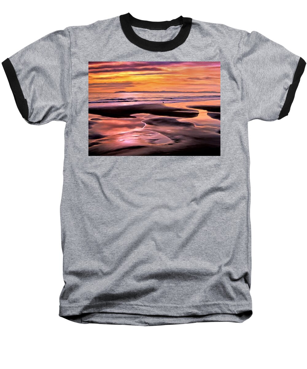 Low Tide Baseball T-Shirt featuring the painting Catalina Sunset by Michael Pickett