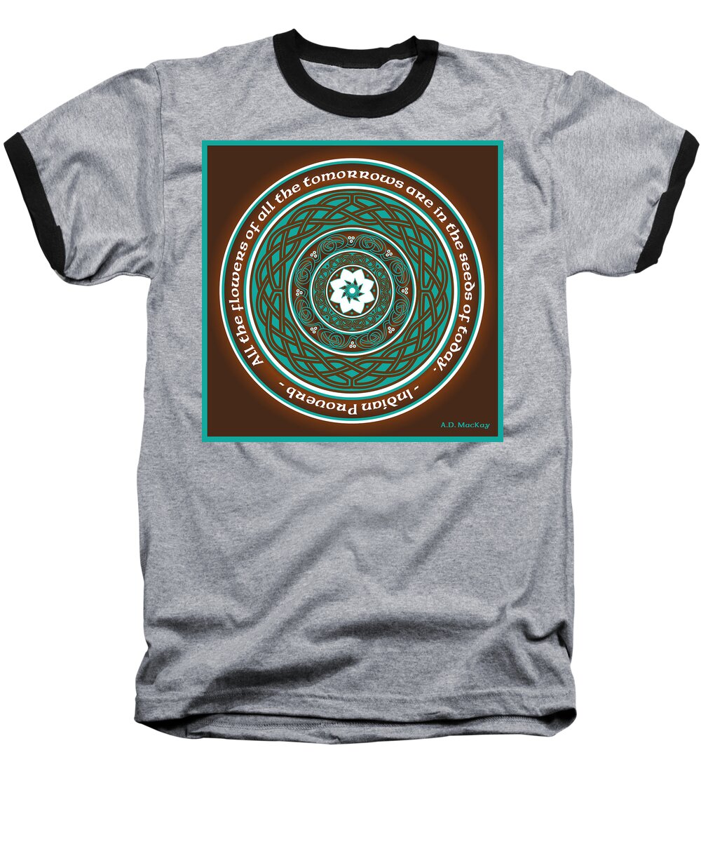 Celtic Art Baseball T-Shirt featuring the digital art Celtic Lotus Mandala by Celtic Artist Angela Dawn MacKay