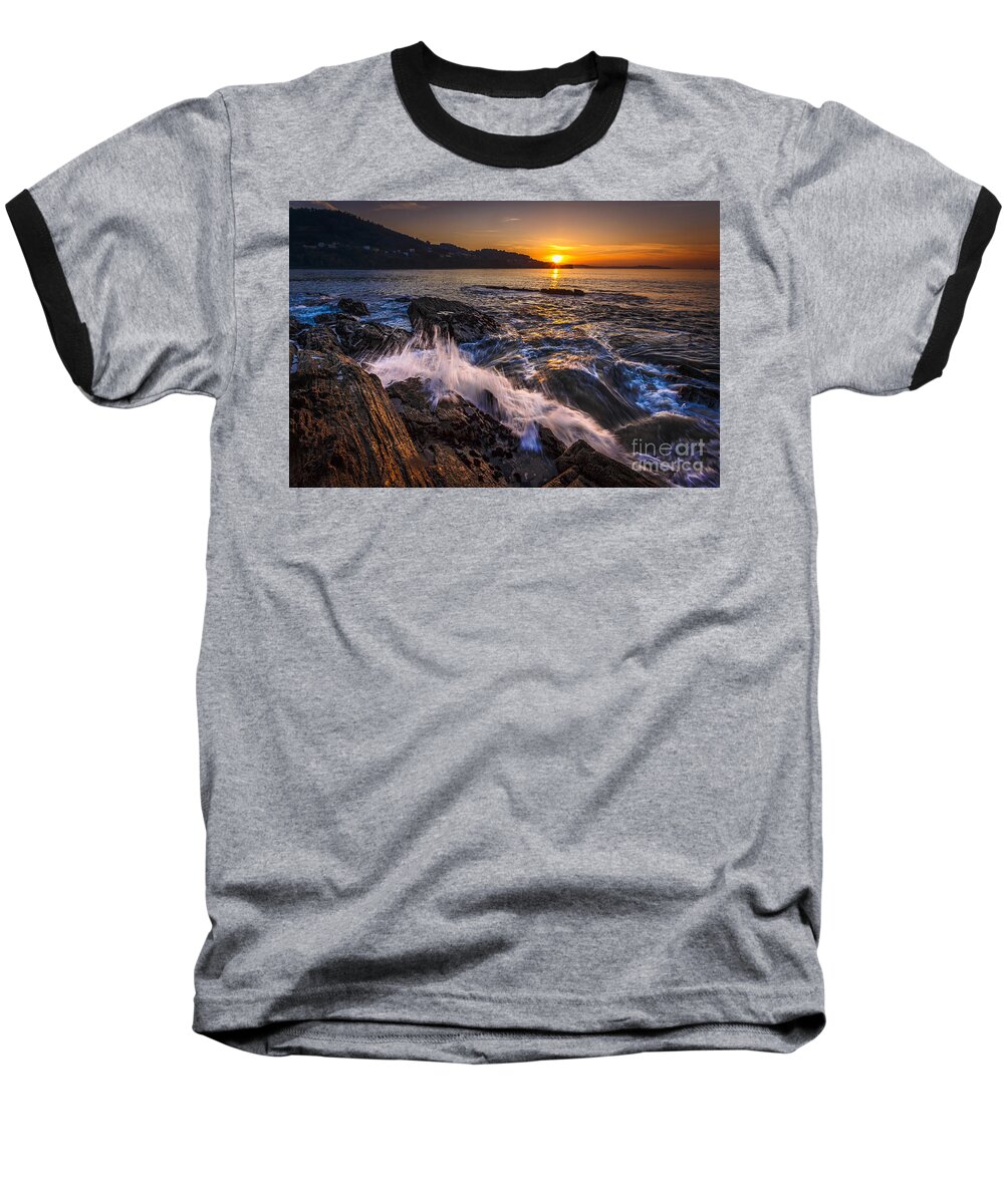 Ares Baseball T-Shirt featuring the photograph Chamoso Point in Ares Estuary Galicia Spain by Pablo Avanzini