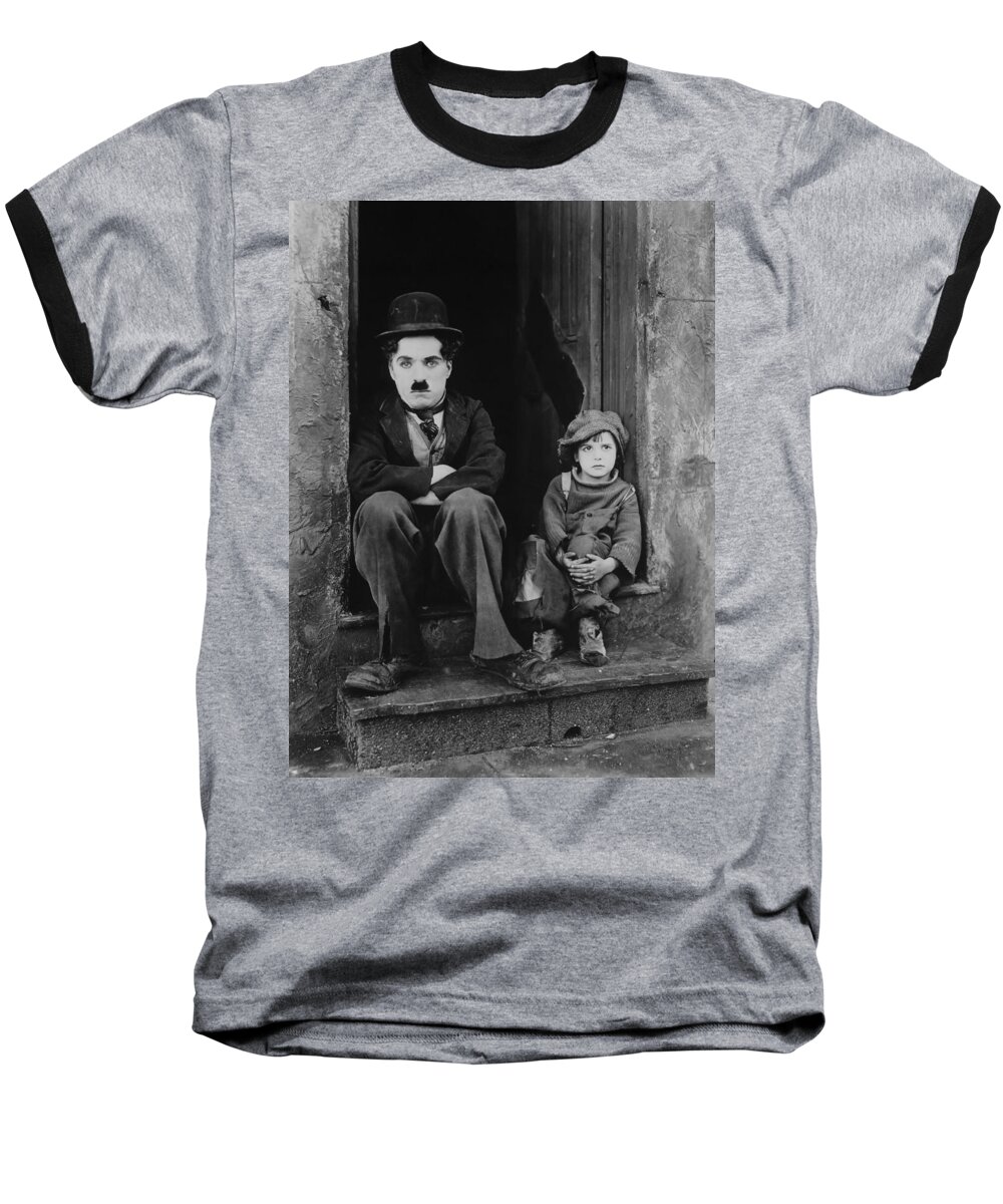 Charlie Chaplin Baseball T-Shirt featuring the photograph Charlie Chaplin 1921 by Mountain Dreams