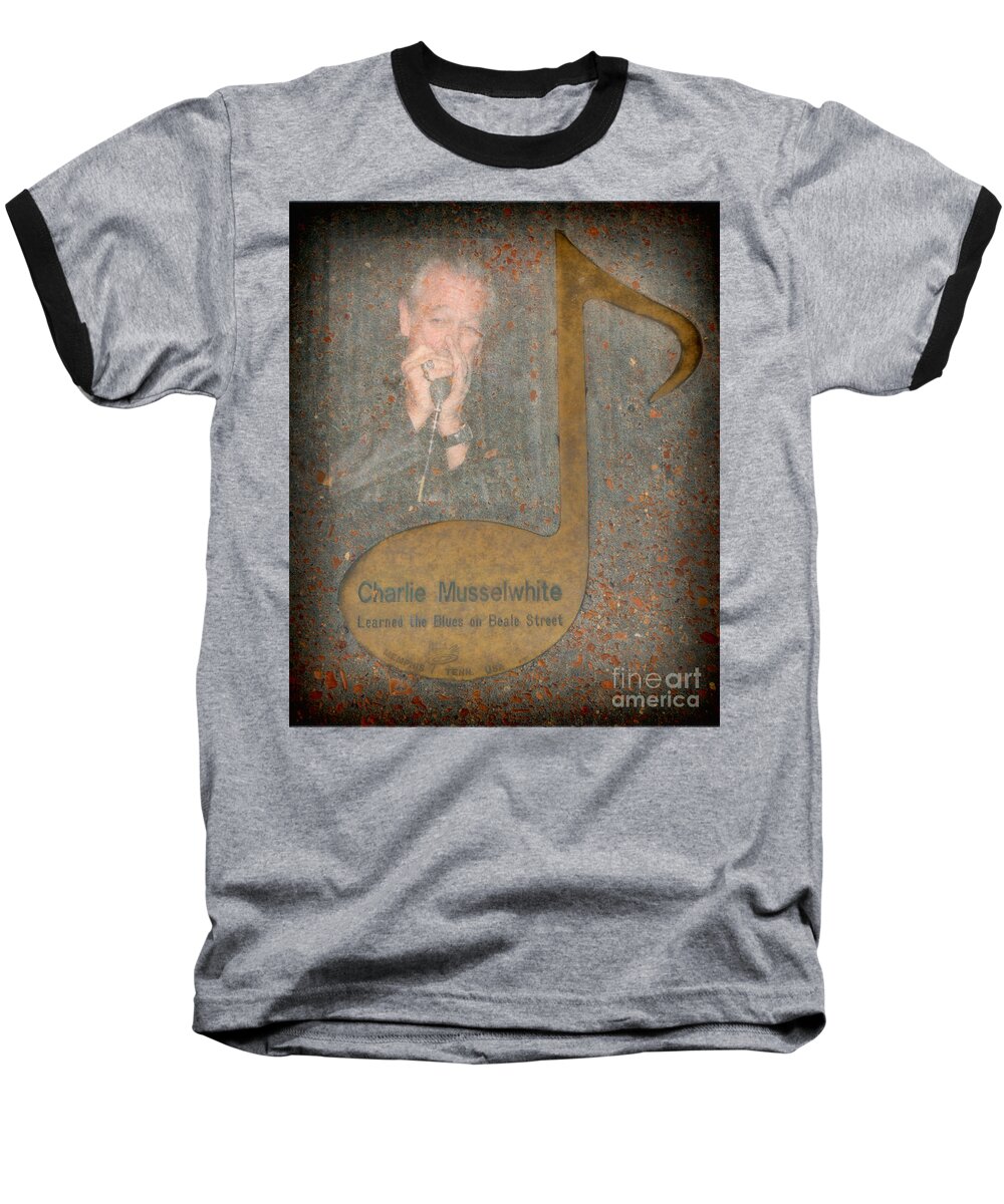 Jazz Baseball T-Shirt featuring the photograph Charlie Musselwhite Note by Donna Greene