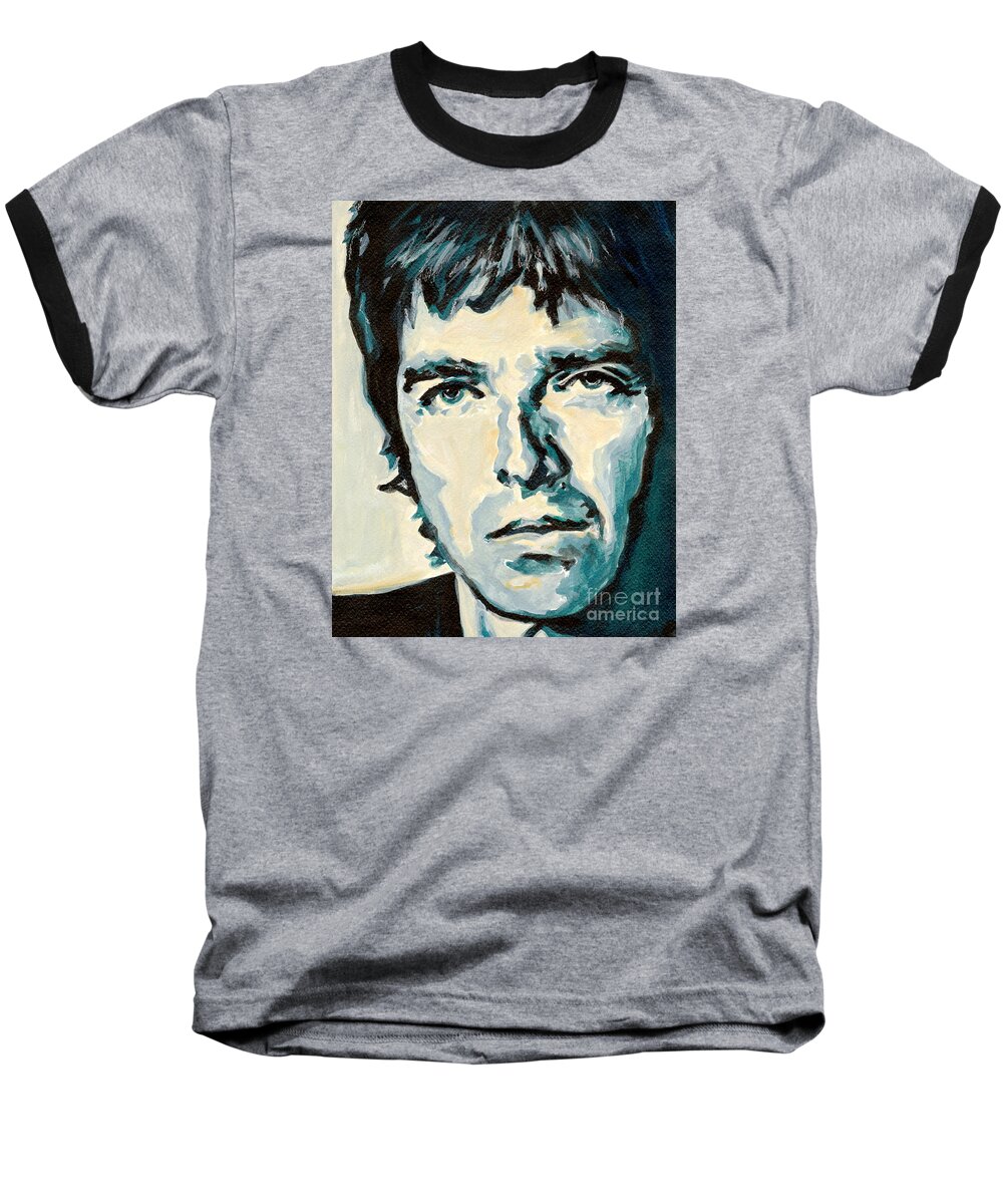 English Rock Musician Baseball T-Shirt featuring the painting Noel Gallagher by Tanya Filichkin