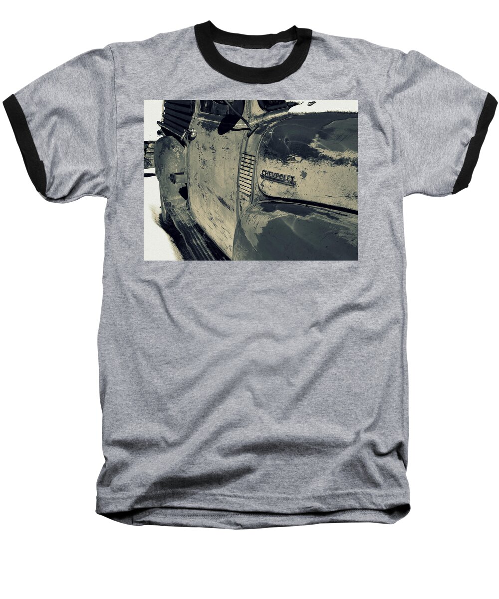  Chevrolet Baseball T-Shirt featuring the photograph ARROYO Seco Chevy in Silver by Gia Marie Houck