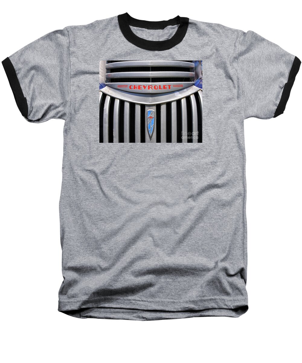 Chevy Baseball T-Shirt featuring the photograph Chevy Truck Grill by Timothy Flanigan