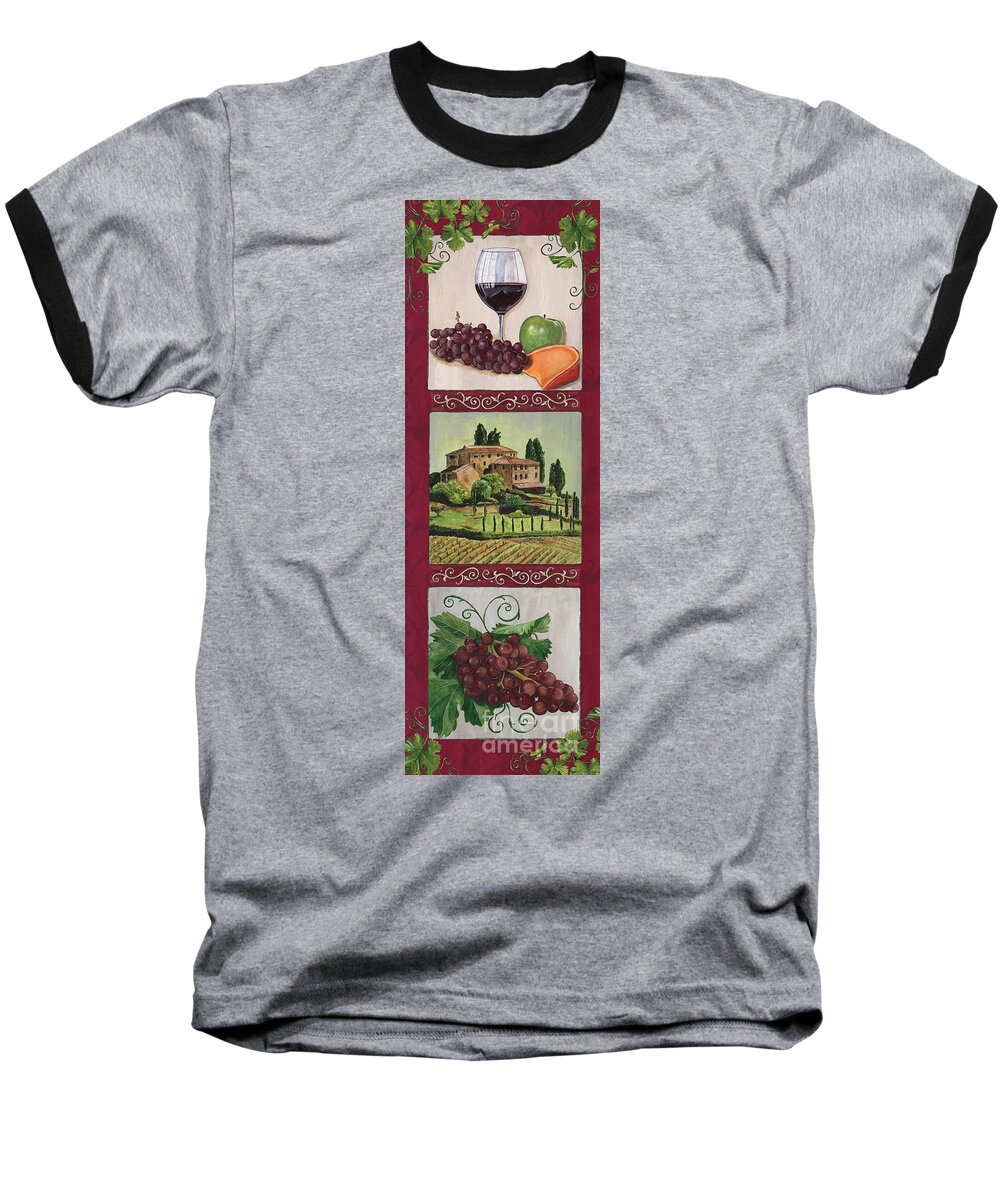 Wine Baseball T-Shirt featuring the painting Chianti and Friends Collage 1 by Debbie DeWitt