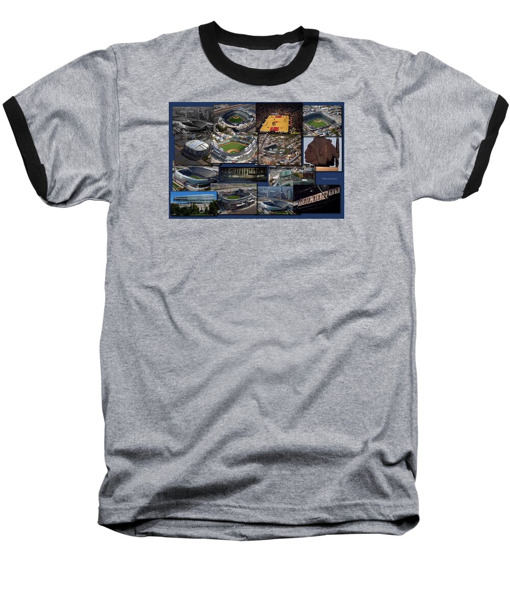 Black Hawks Baseball T-Shirt featuring the photograph Chicago Sports Collage by Thomas Woolworth