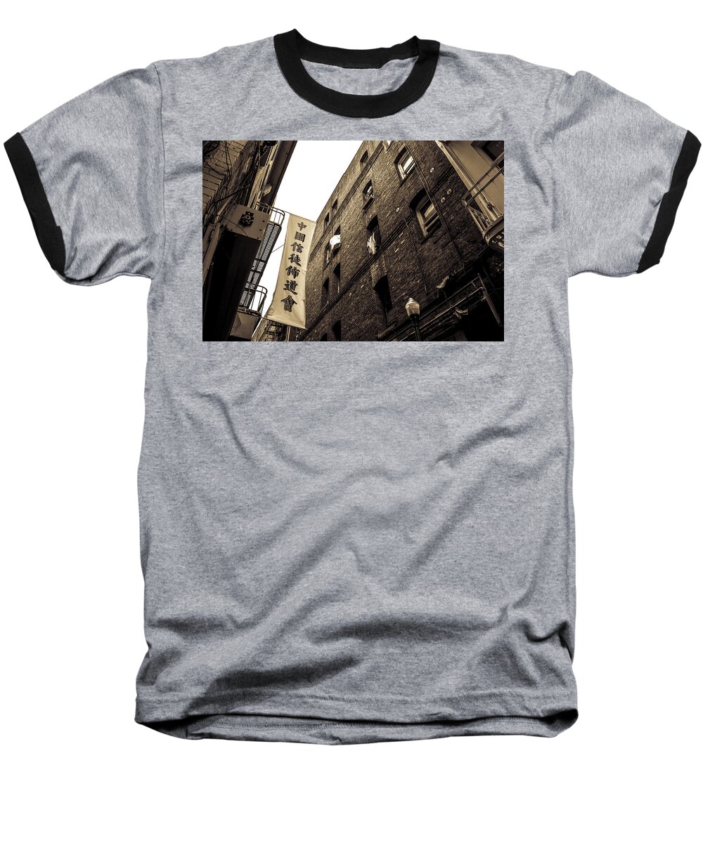 San Francisco's Chinatown Has Always Been One Of My Favorite Places To Explore. It Is Filled With Mystery And Adventure. I Never Get Tired Of It And Always Manage To Find New Things. Baseball T-Shirt featuring the photograph Chinatown Alley by Spencer Hughes