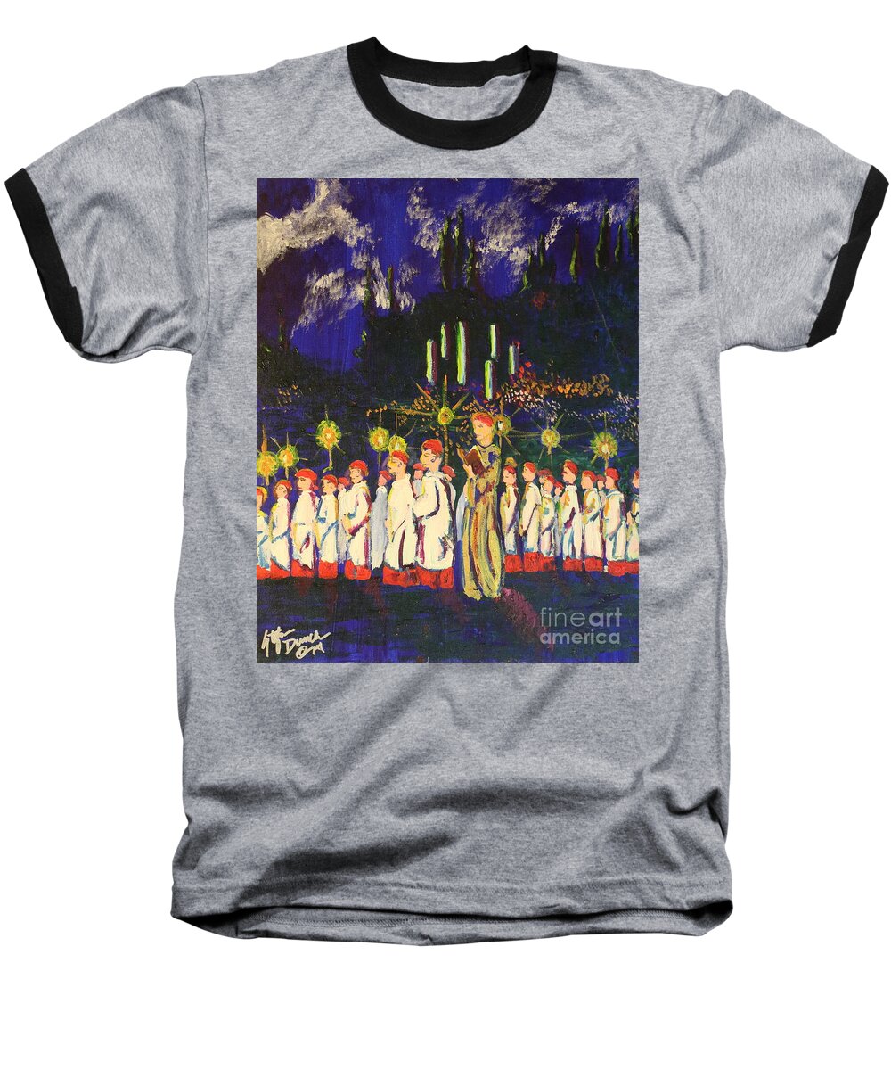Choir Boys Baseball T-Shirt featuring the painting Choir Boys by Stefan Duncan