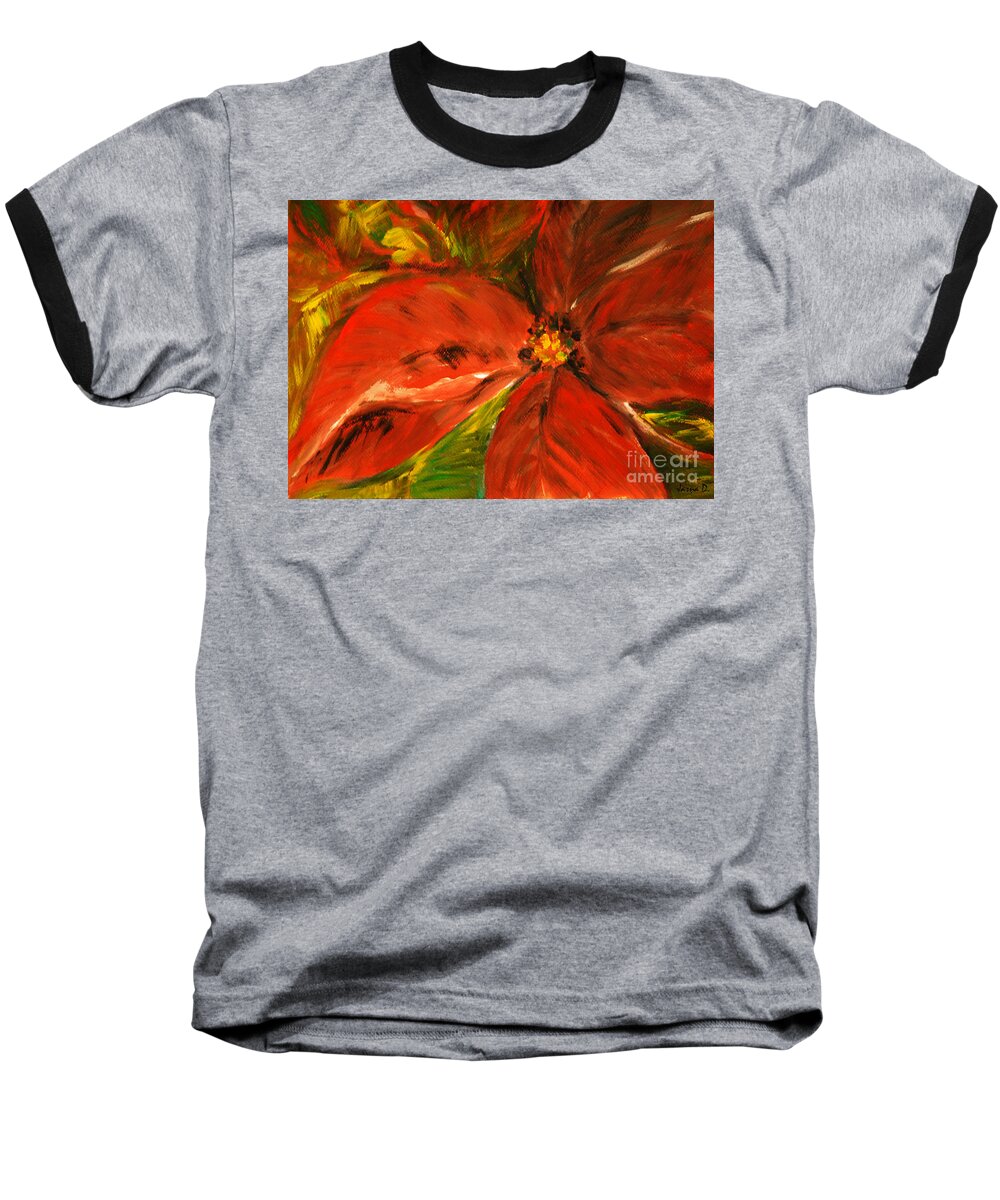 Flower Baseball T-Shirt featuring the painting Christmas Star by Jasna Dragun