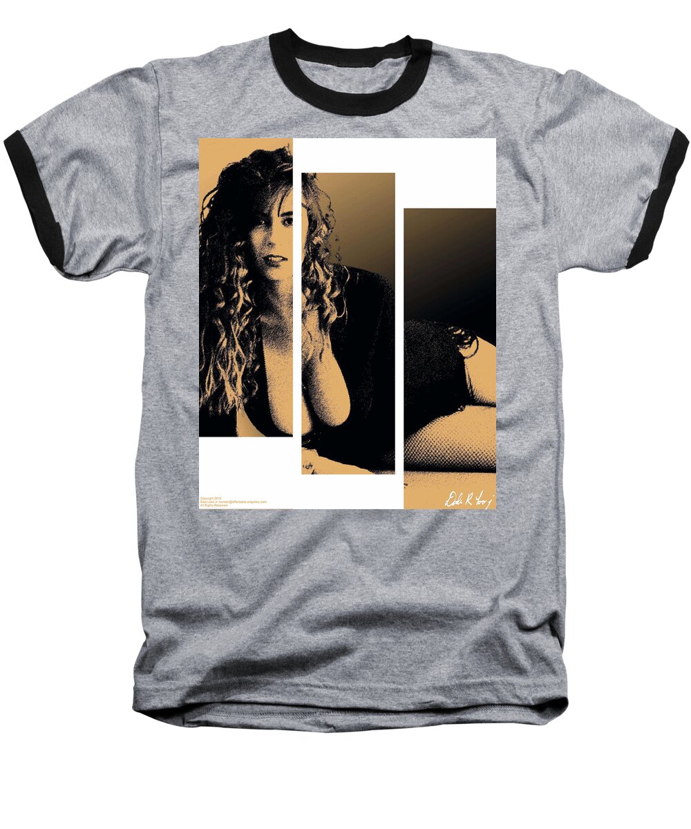 Pornstar Baseball T-Shirt featuring the digital art Christy Canyon in Copper by Dale Loos Jr