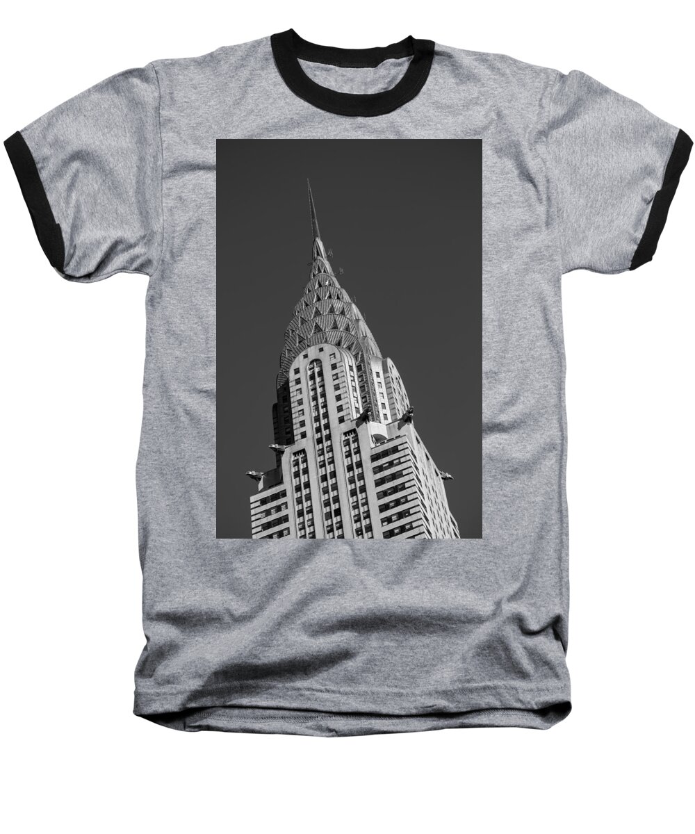 Chrysler Building Baseball T-Shirt featuring the photograph Chrysler Building BW by Susan Candelario