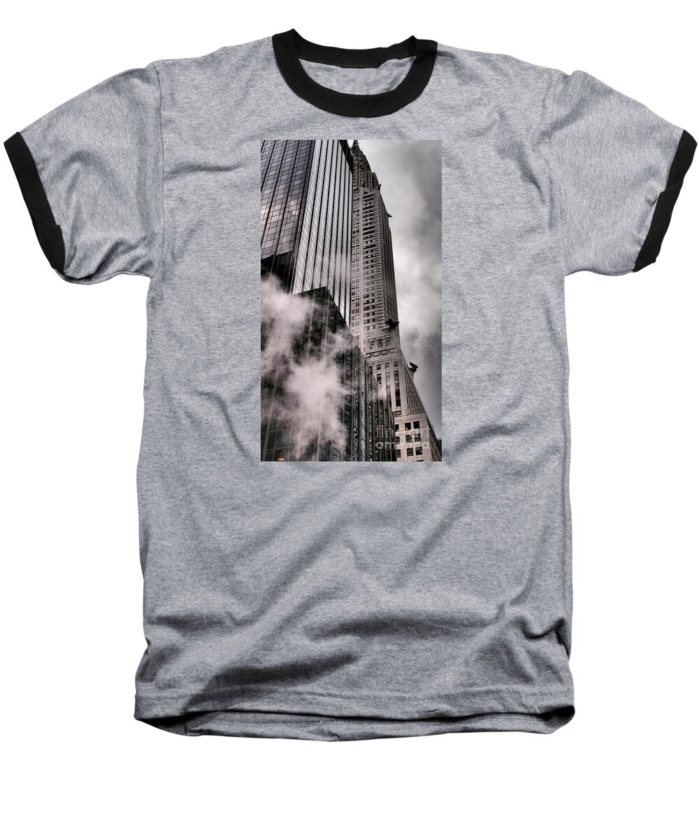 Chrysler Building Baseball T-Shirt featuring the photograph Chrysler Building with Gargoyles and Steam by Miriam Danar