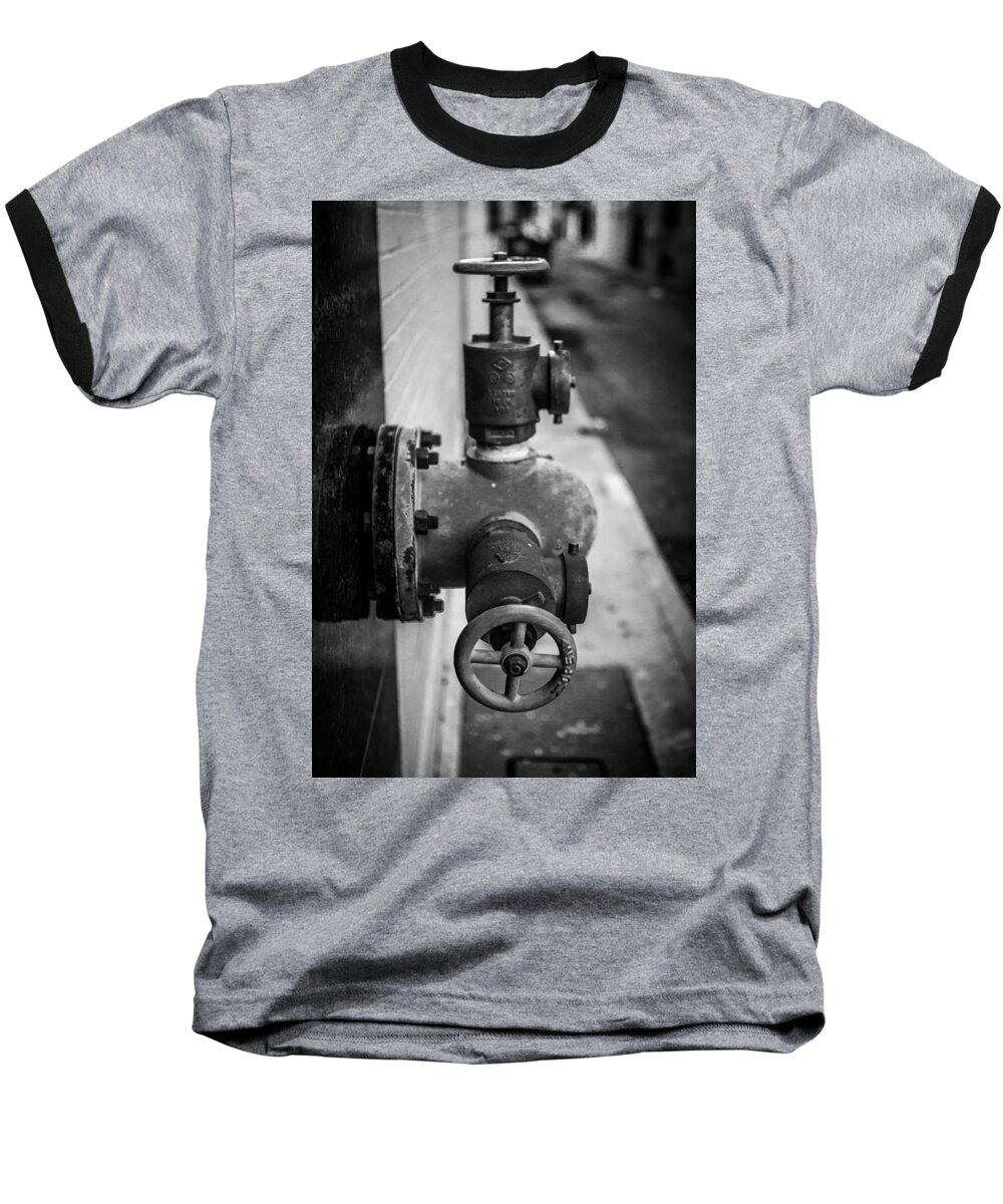 Architecture Baseball T-Shirt featuring the photograph City Valves by Melinda Ledsome