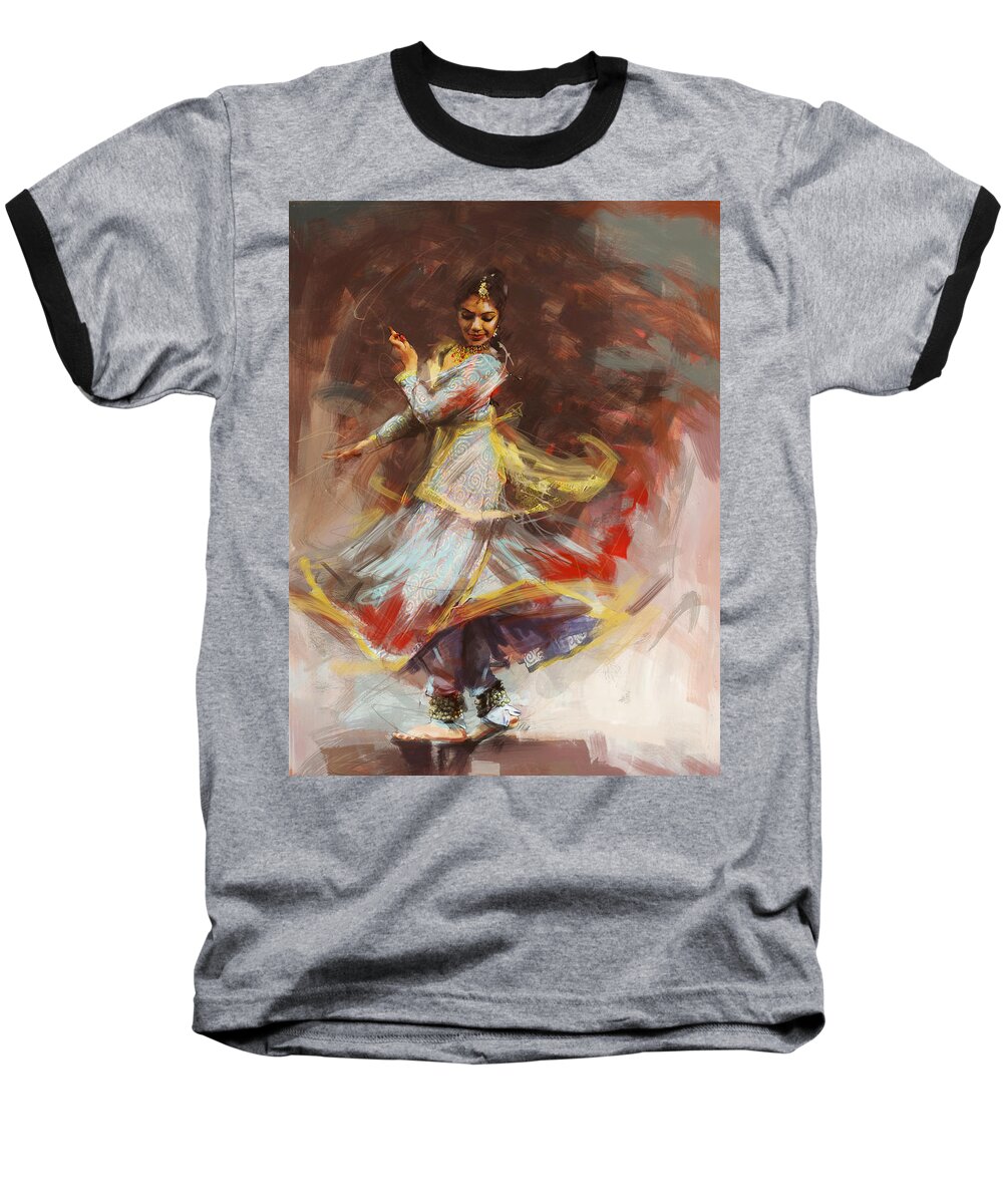 Zakir Baseball T-Shirt featuring the painting Classical Dance Art 8 by Maryam Mughal