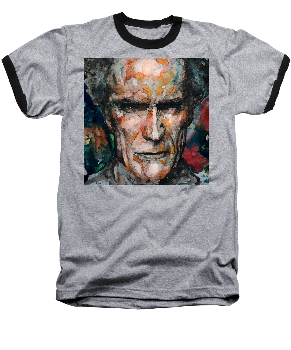 Clint Eastwood Baseball T-Shirt featuring the painting Clint Eastwood by Laur Iduc