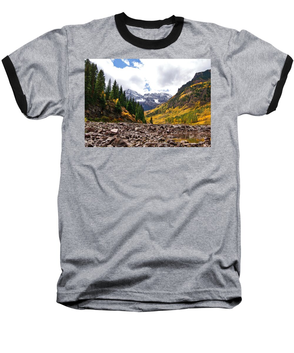 Colorado Baseball T-Shirt featuring the photograph Cloudy Bells by Jeremy Rhoades