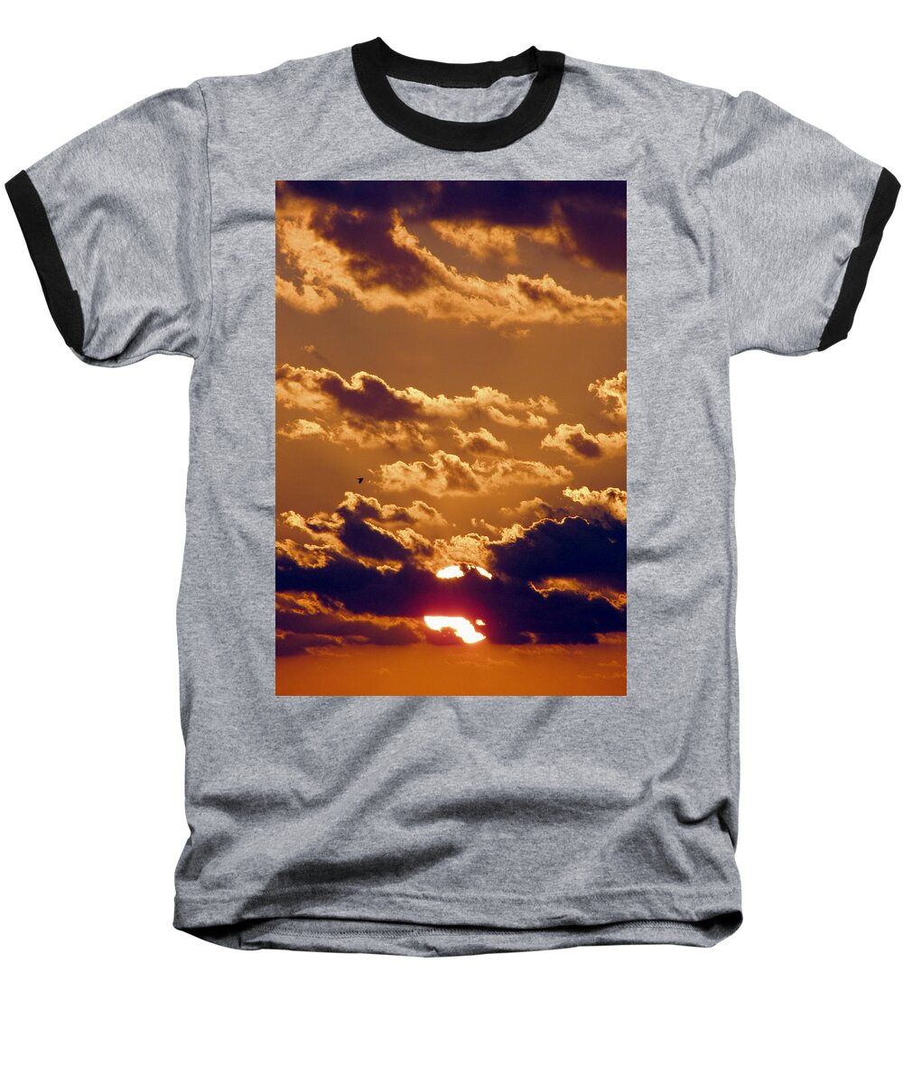 Sunset Baseball T-Shirt featuring the photograph Key West Cloudy Sunset by Bob Slitzan