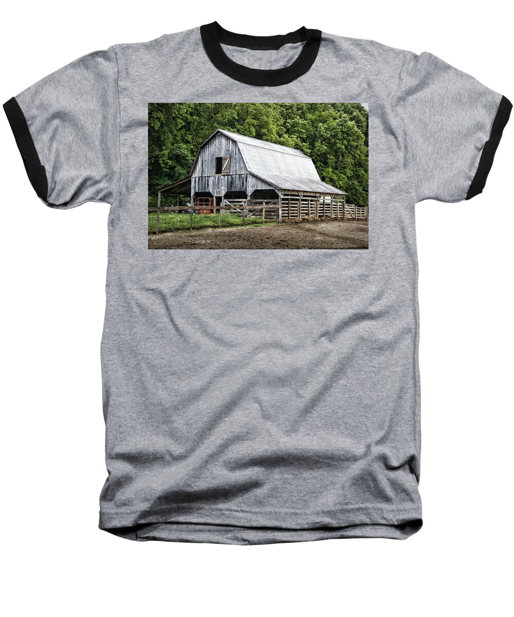 Barn Baseball T-Shirt featuring the photograph Clubhouse Road Barn by Cricket Hackmann