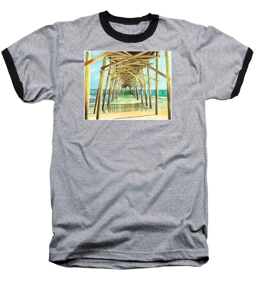 Ocean Baseball T-Shirt featuring the painting Coastal Cathedral by Jill Ciccone Pike