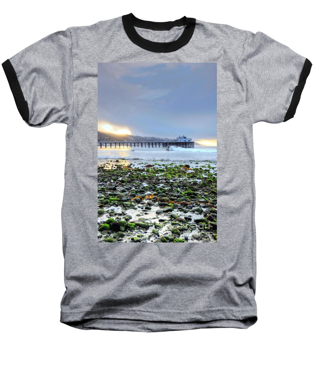 Malibu Baseball T-Shirt featuring the photograph Cobblestone Sunrise at the Bu by Richard Omura