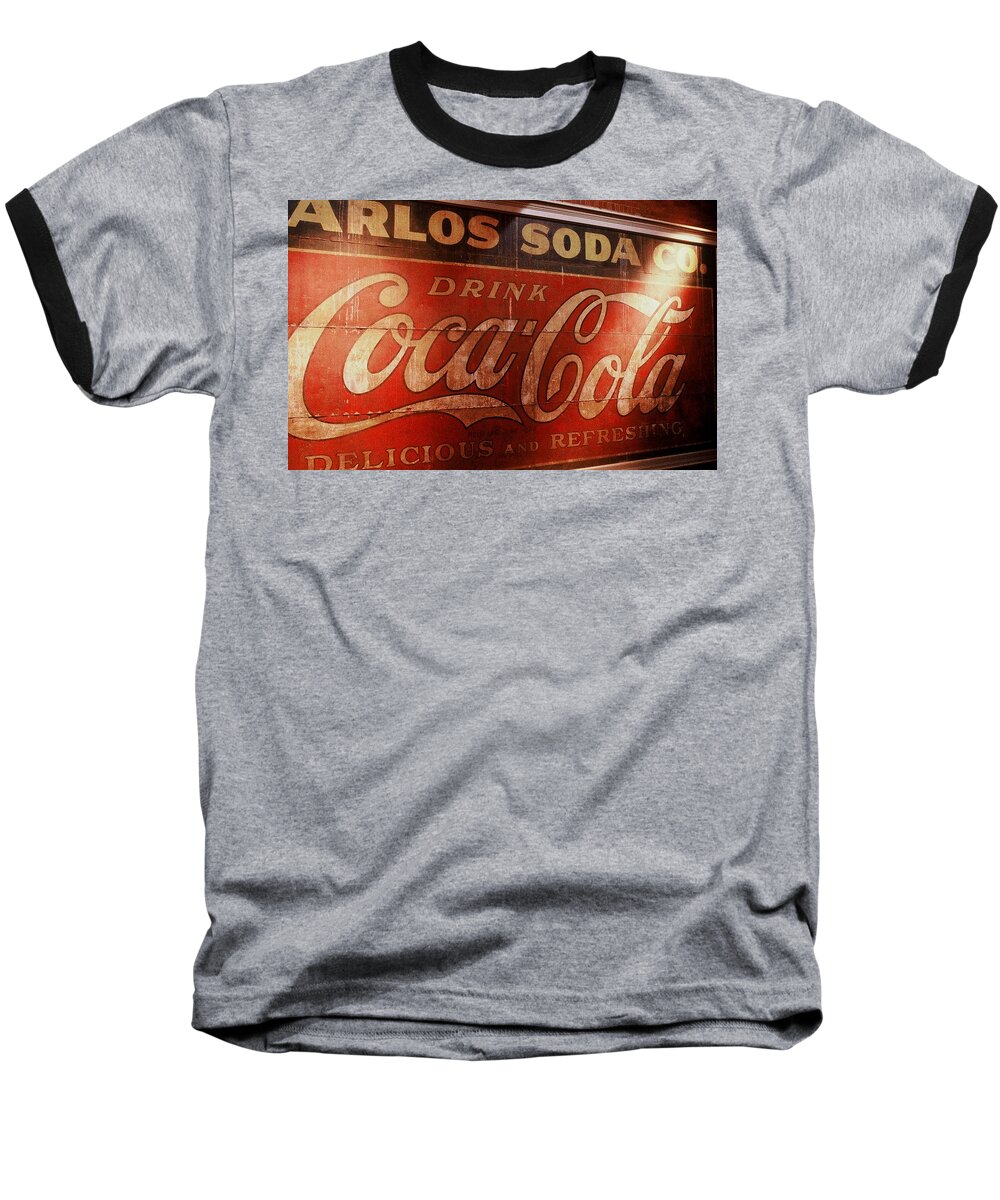 Sign Baseball T-Shirt featuring the photograph Coca Cola Sign by Rodney Lee Williams