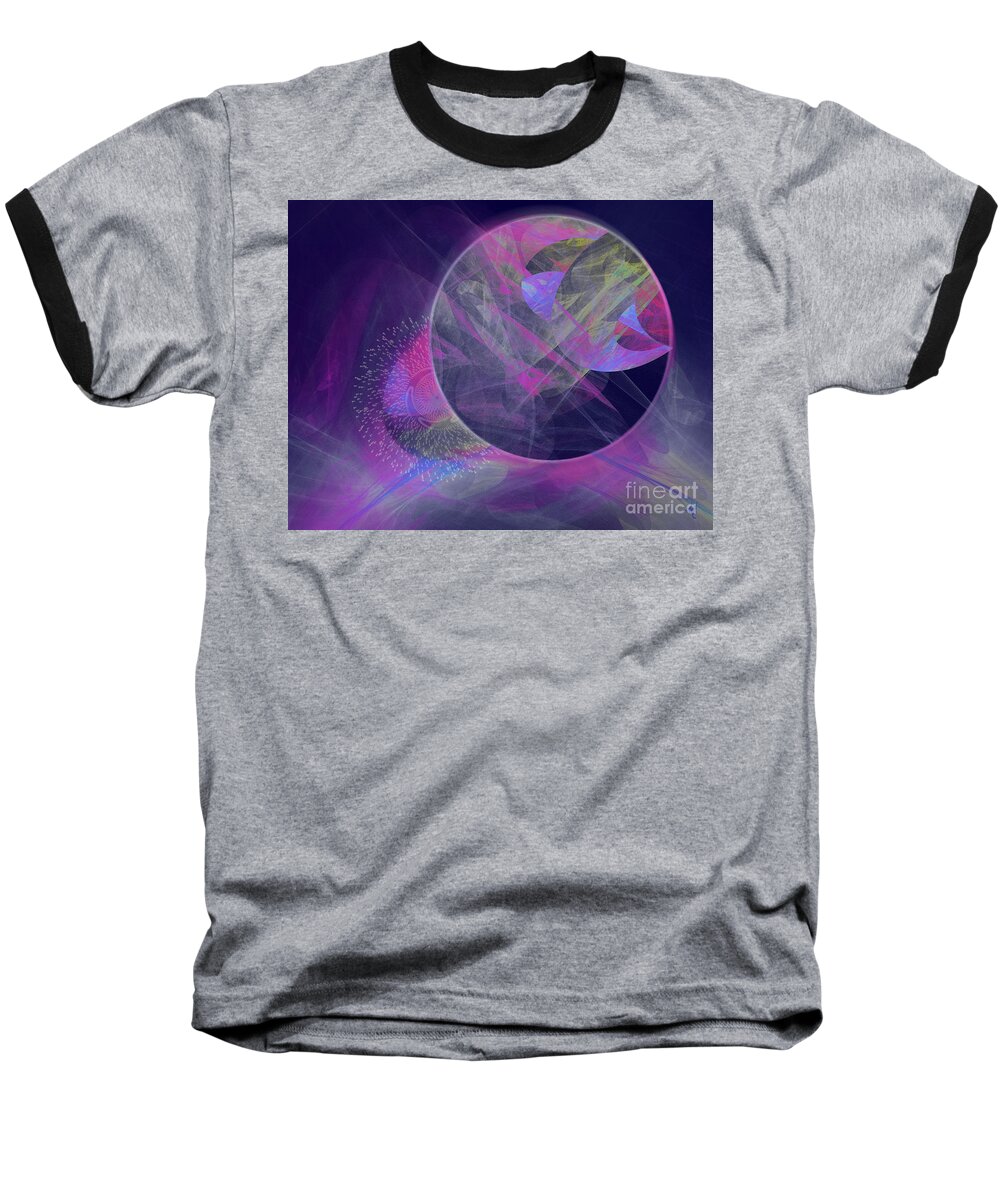 Collide Baseball T-Shirt featuring the digital art Collision by Victoria Harrington