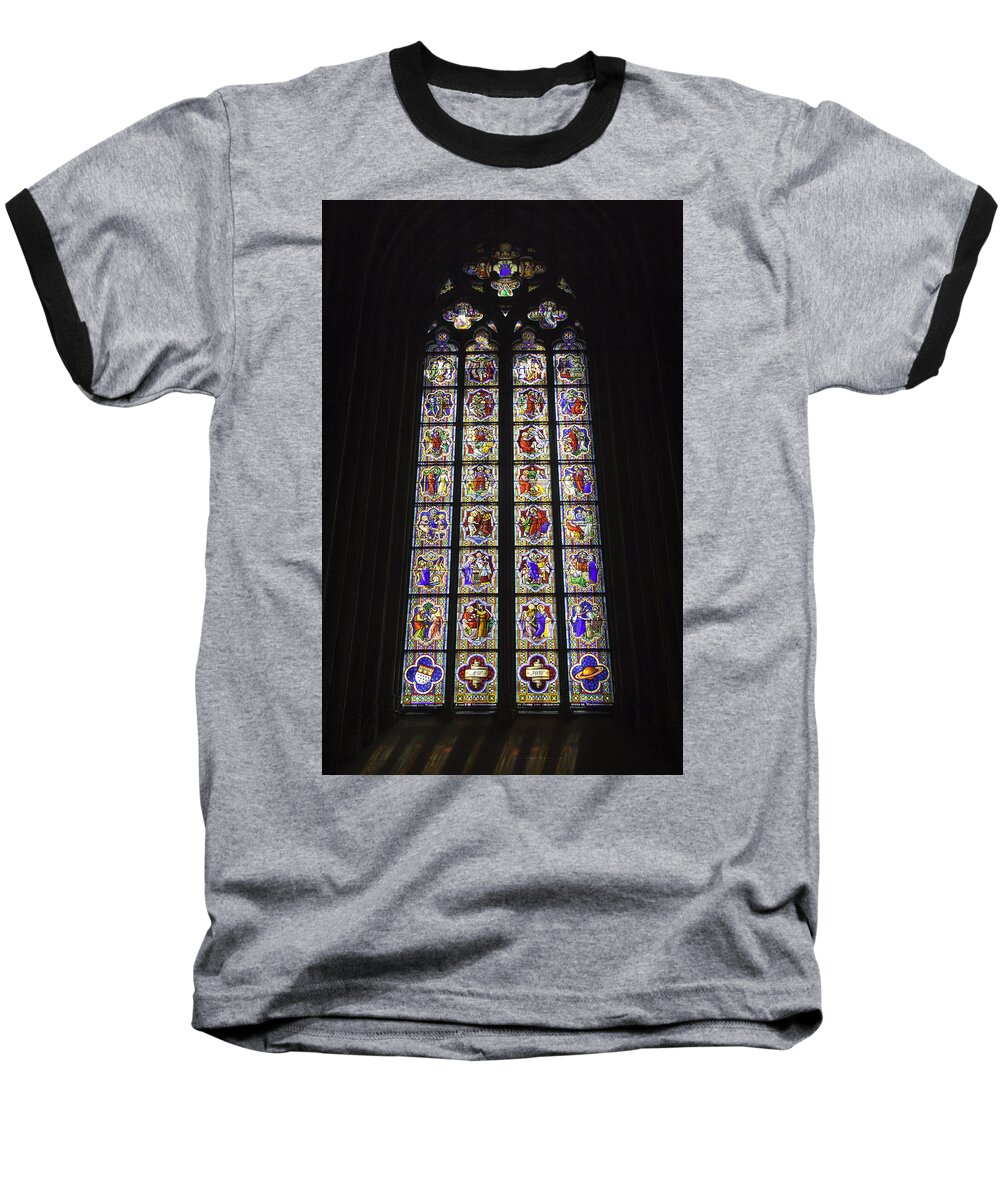 Cologne Cathedral Baseball T-Shirt featuring the photograph Cologne Cathedral Stained Glass Life of Christ by Teresa Mucha