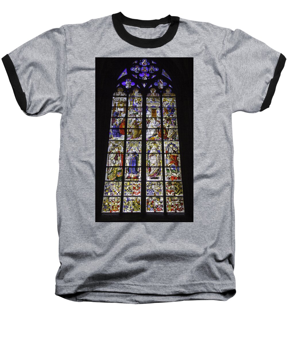Cologne Cathedral Baseball T-Shirt featuring the photograph Cologne Cathedral Stained Glass Window of the Three Holy Kings by Teresa Mucha