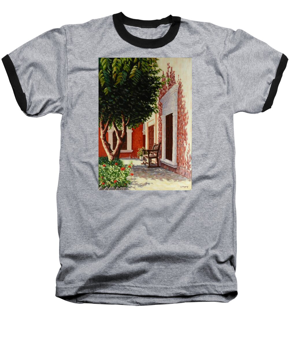Ningning Baseball T-Shirt featuring the painting Colonial Patil,Peru Impression by Ningning Li