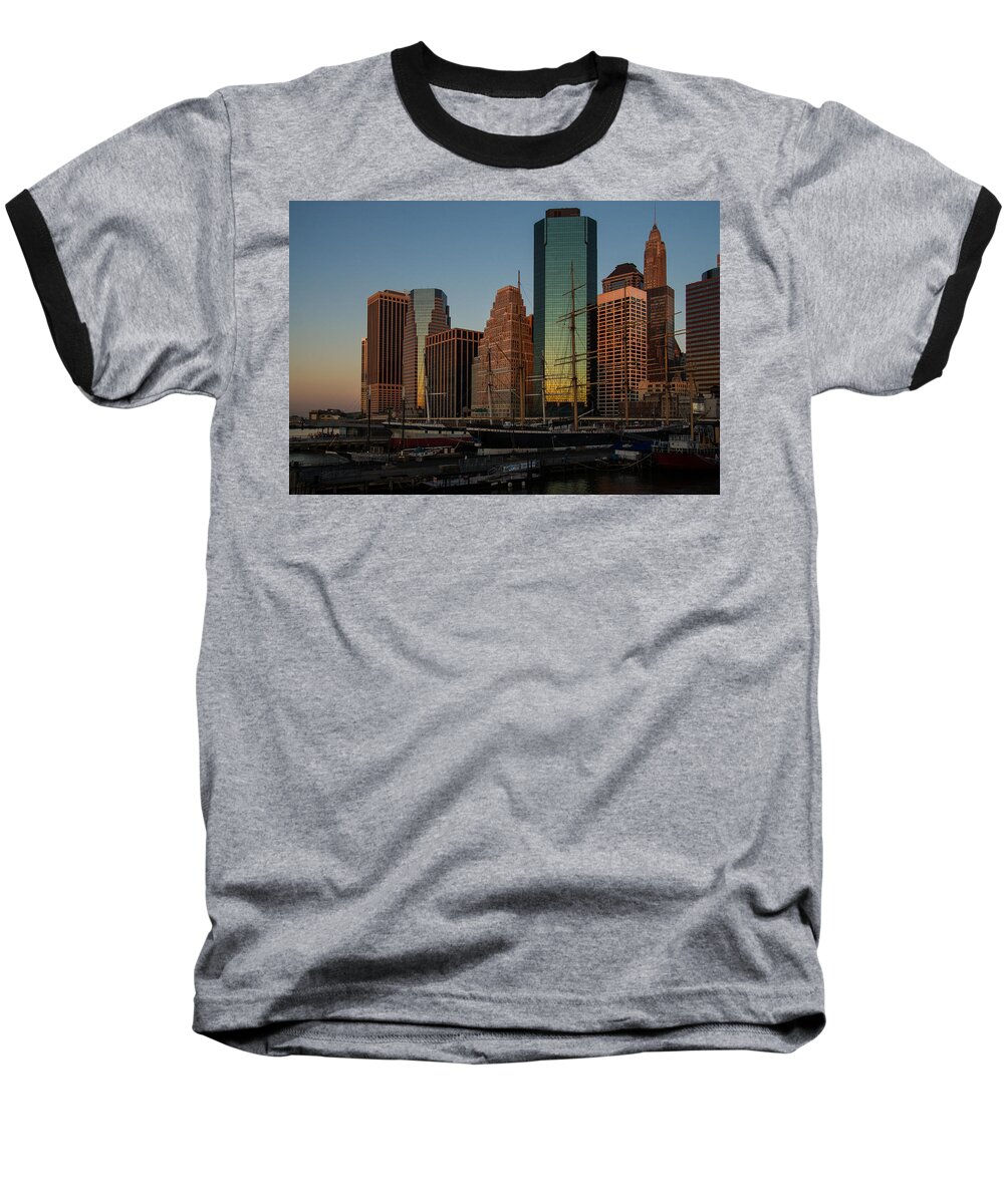 Tallship Baseball T-Shirt featuring the photograph Colorful New York by Georgia Mizuleva