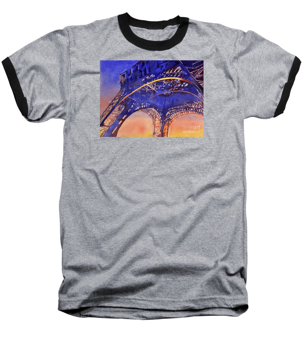 American Watercolour Baseball T-Shirt featuring the painting Colors of Paris- Eiffel Tower by Ryan Fox