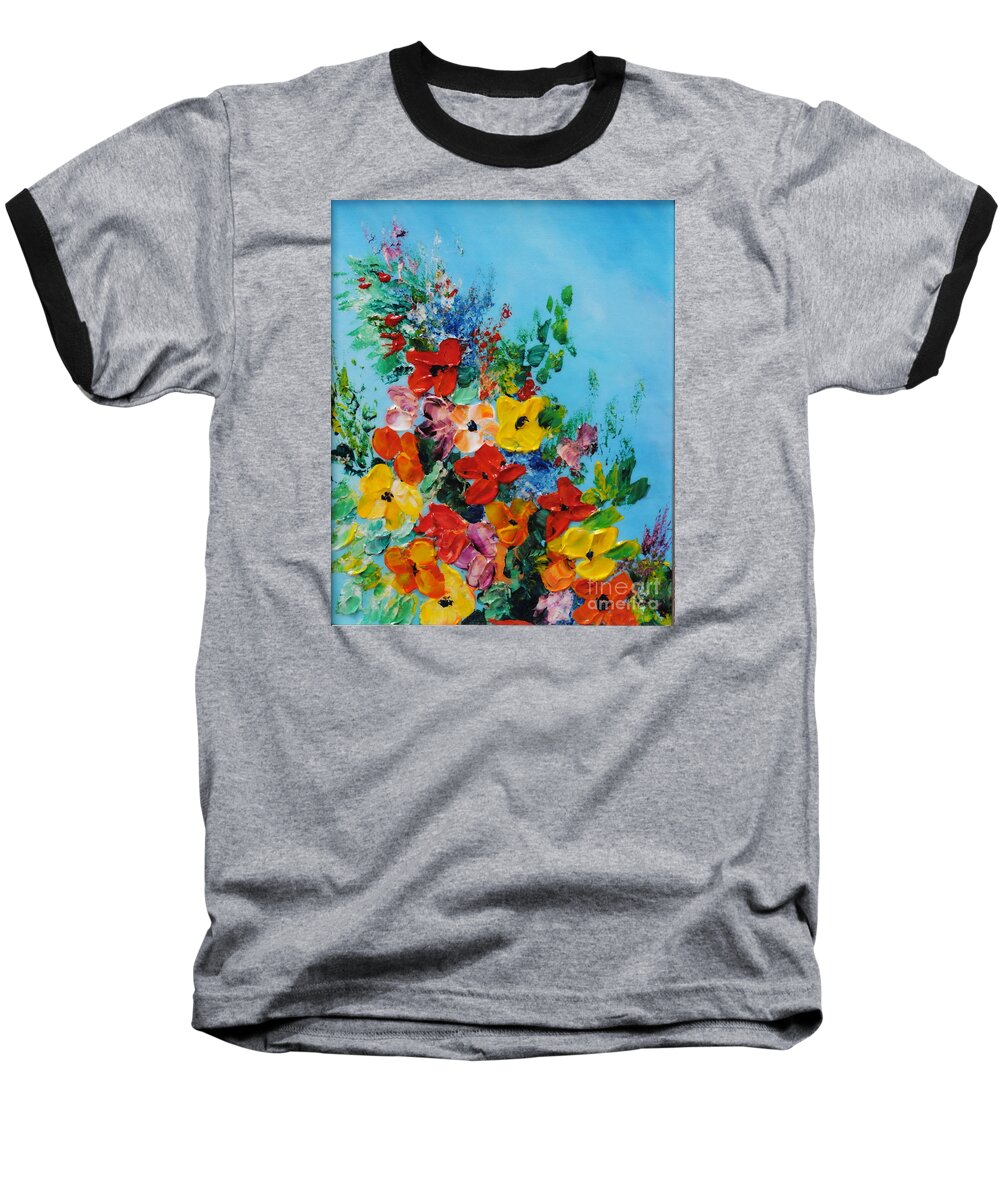 Colorful.red Baseball T-Shirt featuring the painting Colour Of Spring by Teresa Wegrzyn