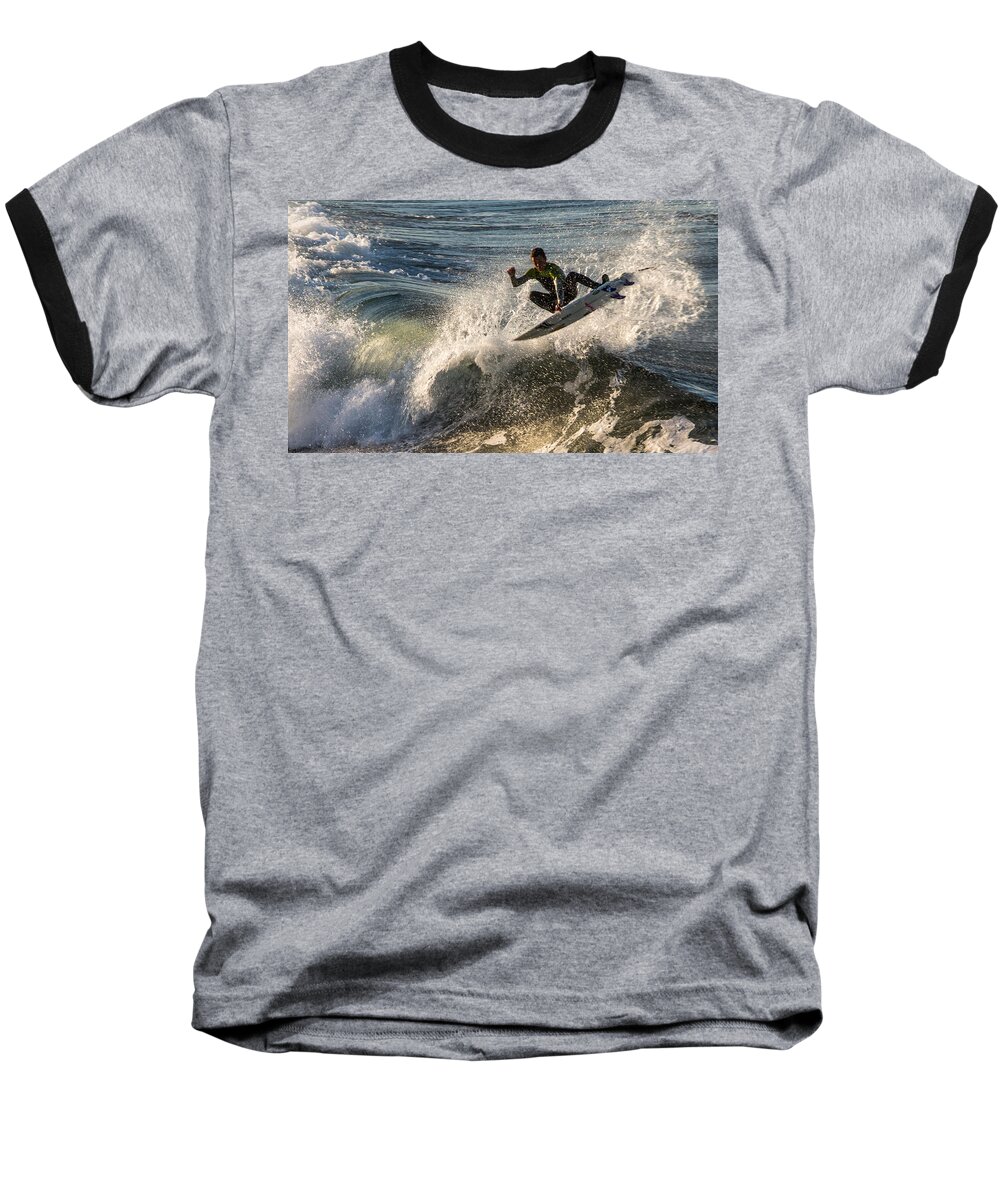 Surfing Baseball T-Shirt featuring the photograph Coming up for Air by John Daly