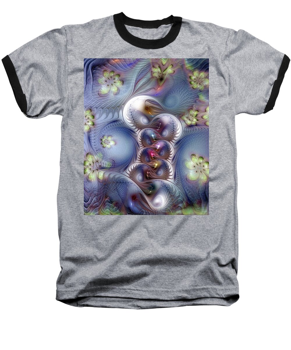 Abstract Baseball T-Shirt featuring the digital art Complicit In Comfort by Casey Kotas