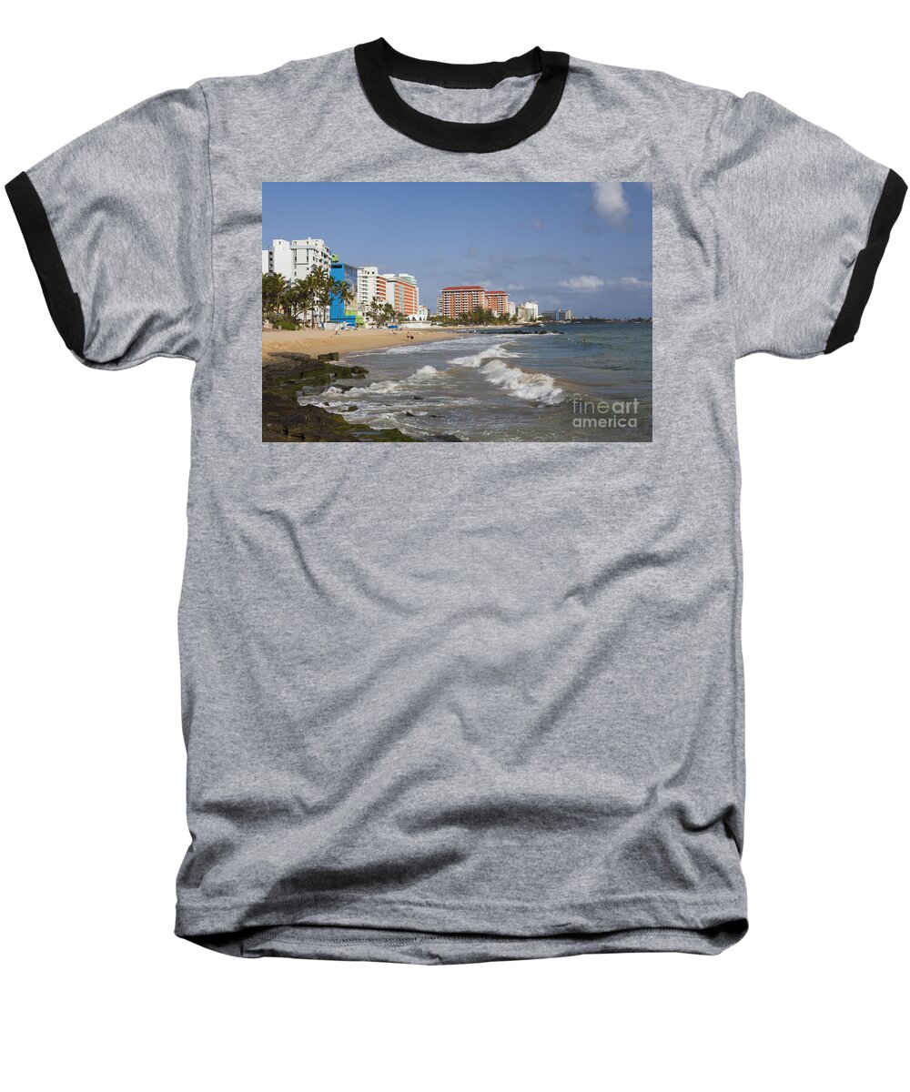 Built Structure Baseball T-Shirt featuring the photograph Condado Beach San Juan Puerto Rico by Bryan Mullennix