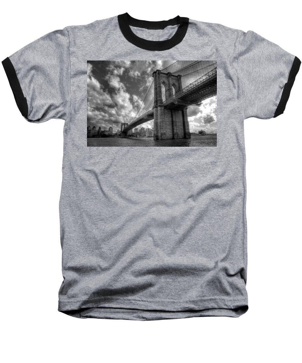 Brooklyn Bridge Baseball T-Shirt featuring the photograph Connect by Johnny Lam