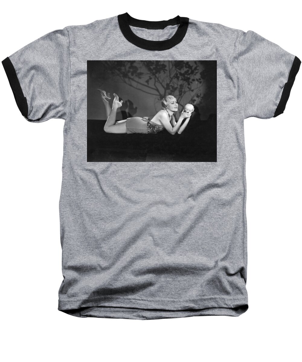 1 Person Baseball T-Shirt featuring the photograph Contemplating A Grapefruit by Elmer Fryer