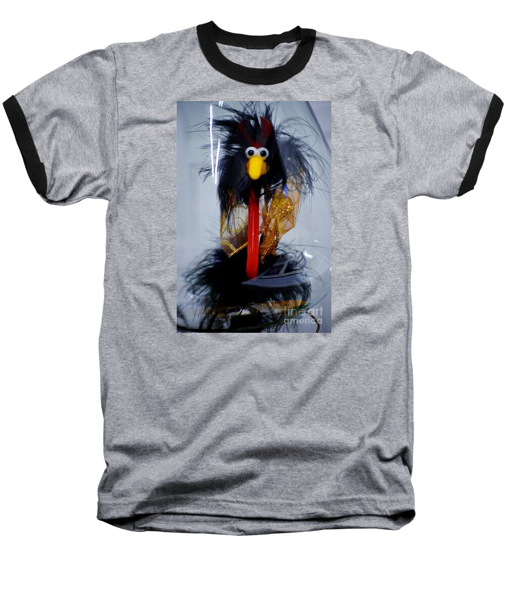 Bird Baseball T-Shirt featuring the sculpture CooKoo under Glass by Tamara Michael