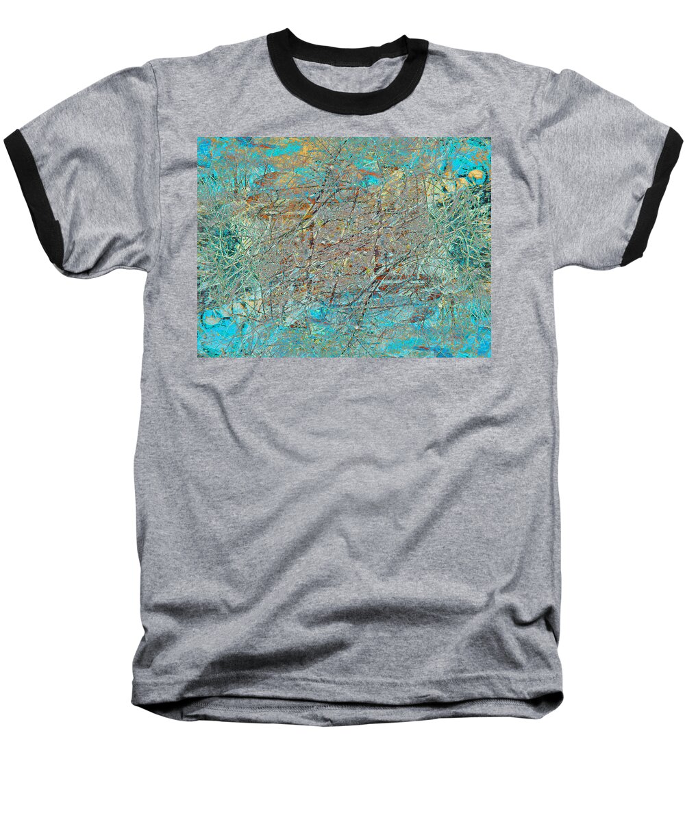 Abstract Baseball T-Shirt featuring the photograph Cool Blue Tangle by Stephanie Grant