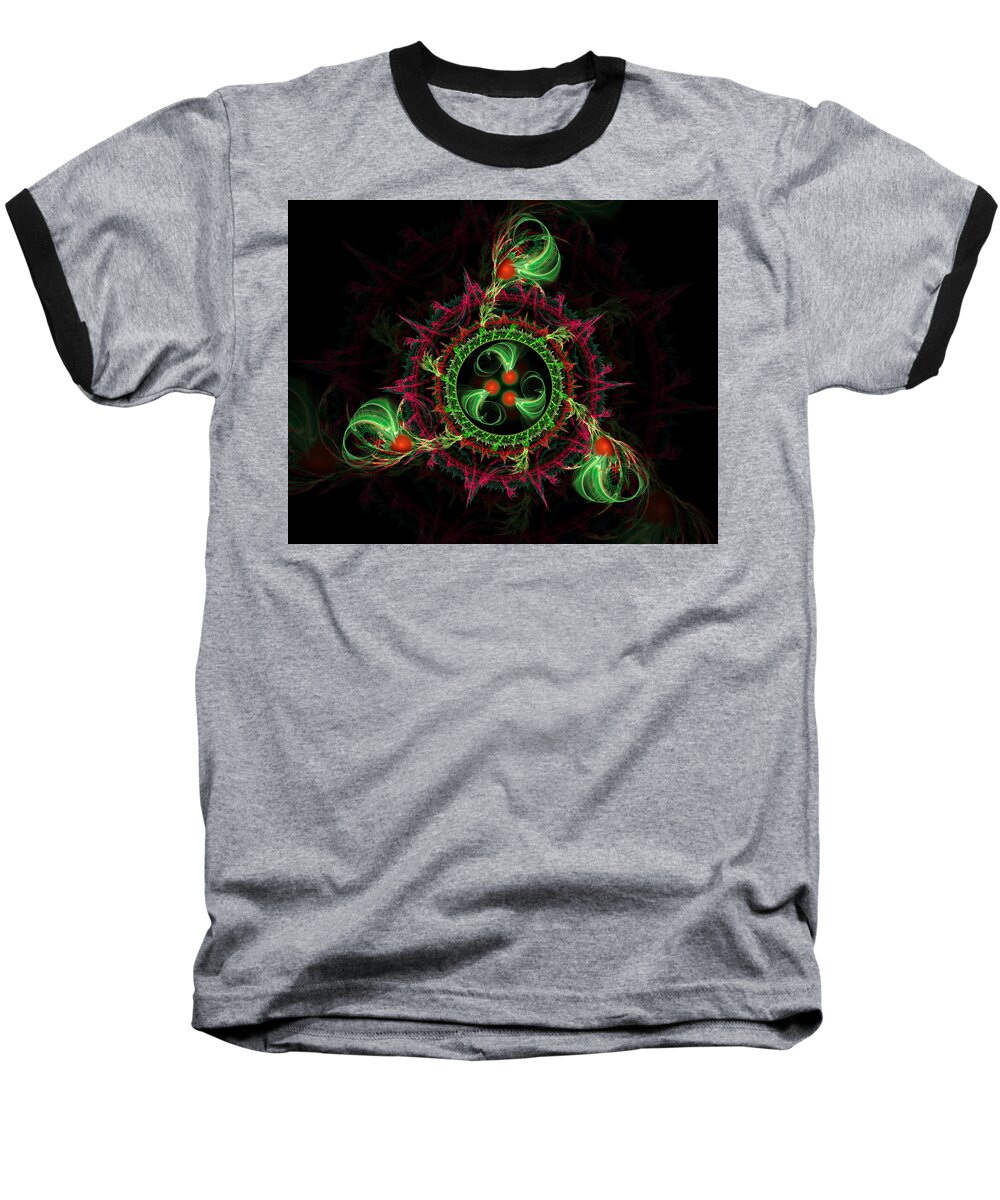 Abstract Baseball T-Shirt featuring the digital art Cosmic Cherry Pie by Shawn Dall