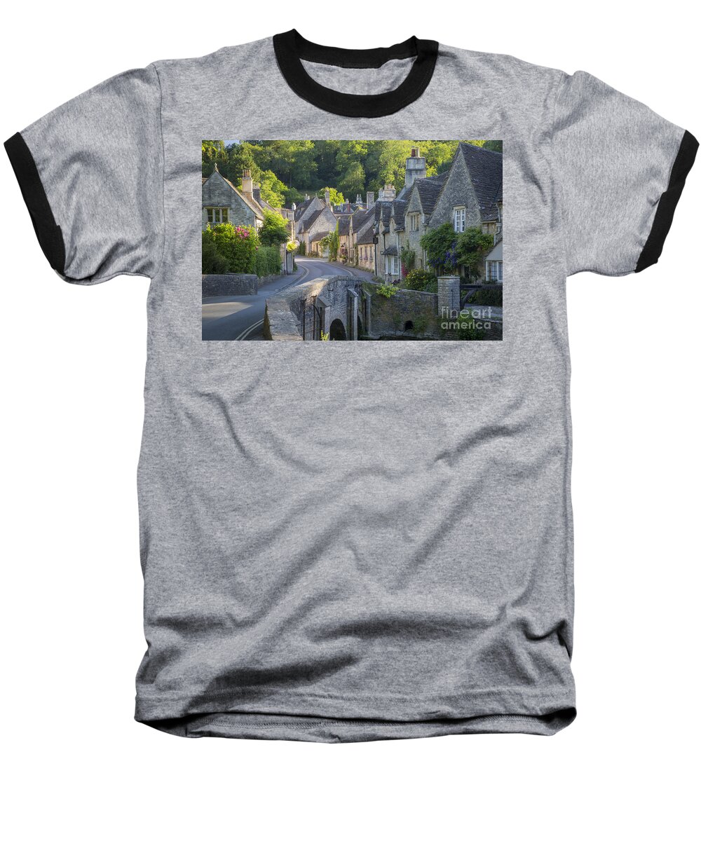 Castle Combe Baseball T-Shirt featuring the photograph Cotswolds Morning by Brian Jannsen