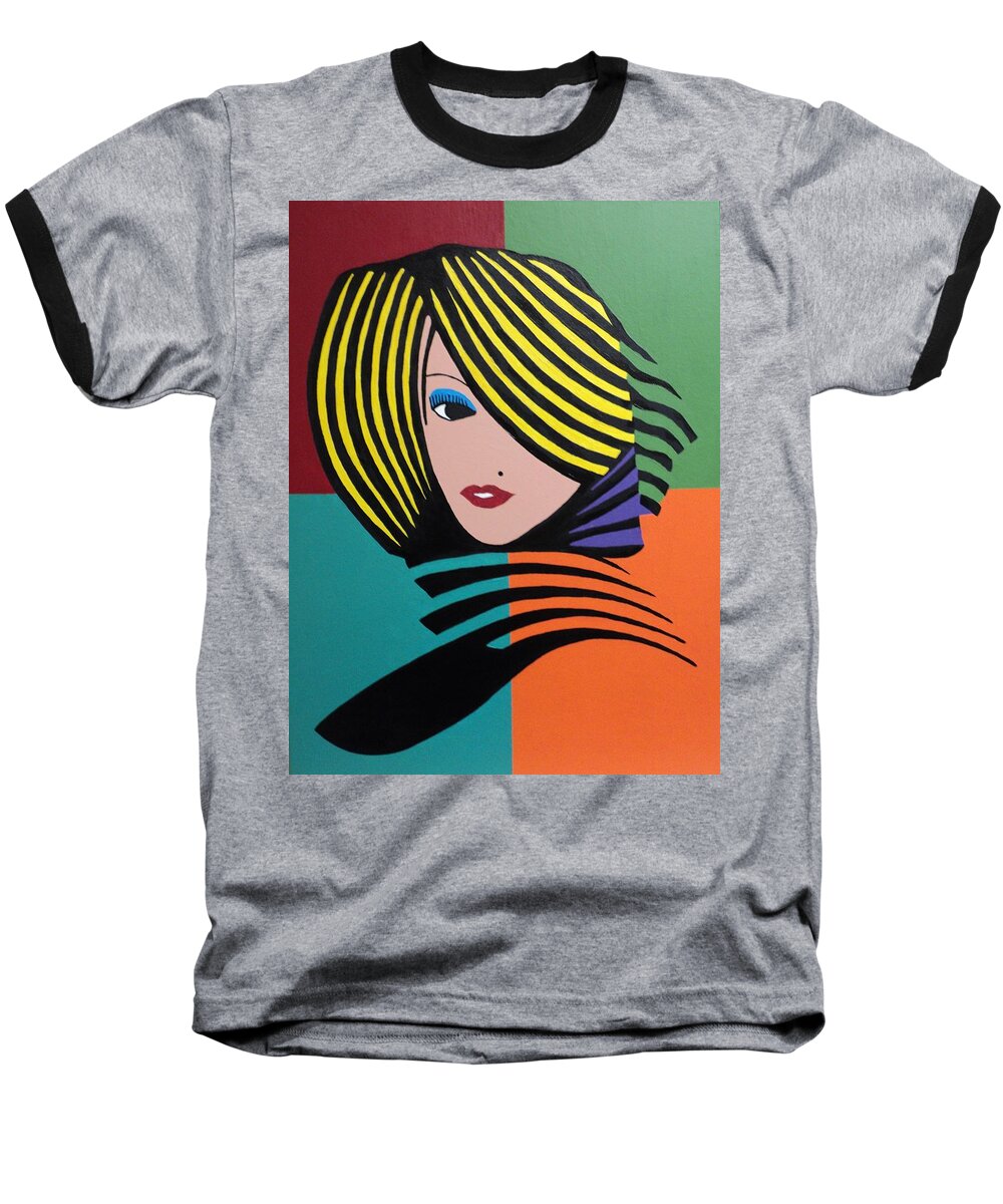 Cover Girl Baseball T-Shirt featuring the painting Cover Girl by Angelo Thomas