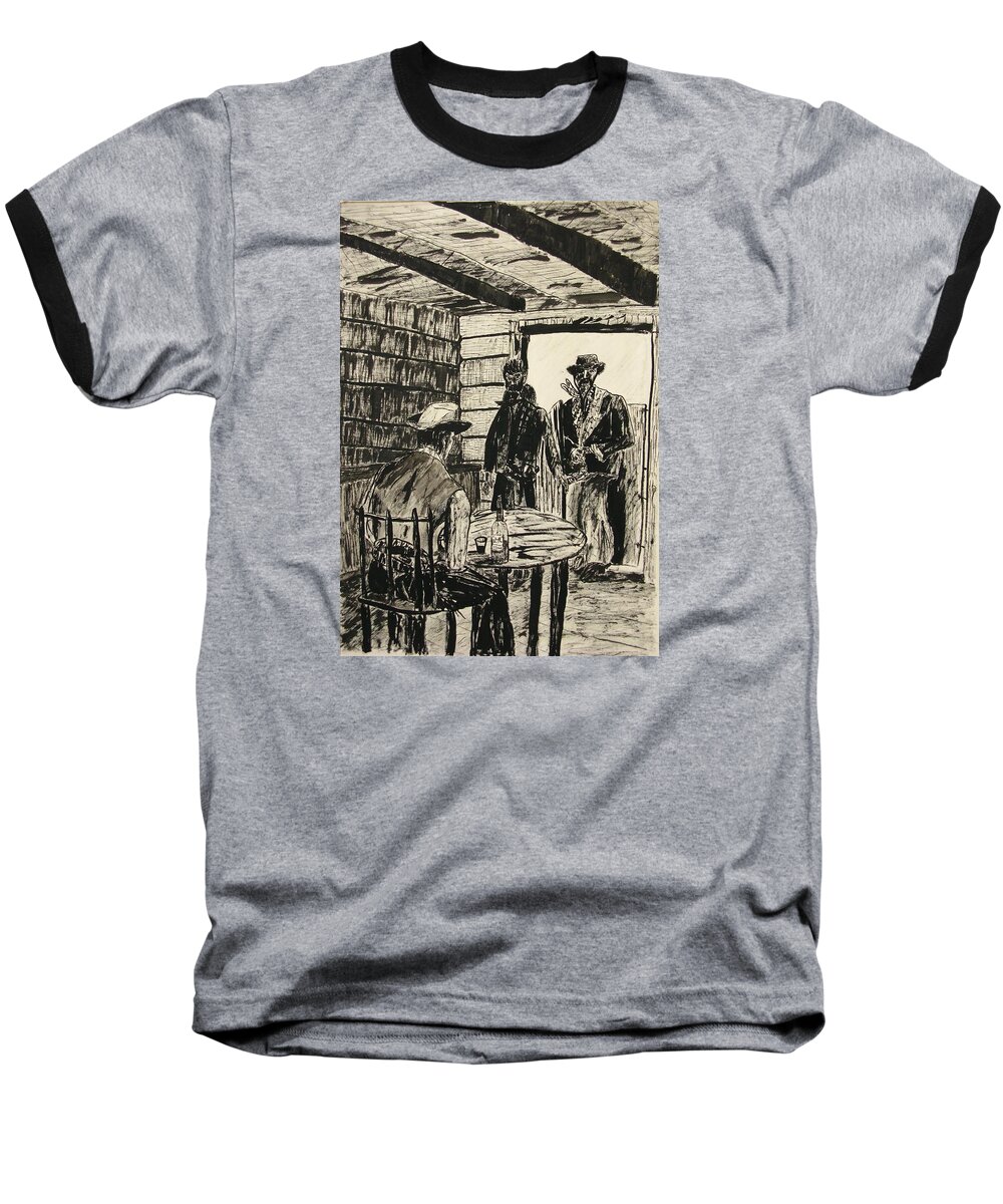 People Baseball T-Shirt featuring the drawing Cowboys by Michael Anthony Edwards
