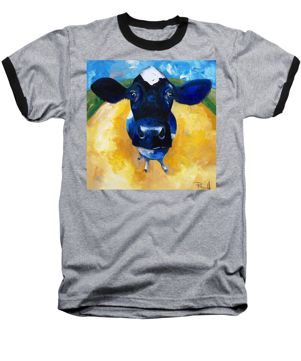 Cow Baseball T-Shirt featuring the painting Cowtale by Sean Parnell