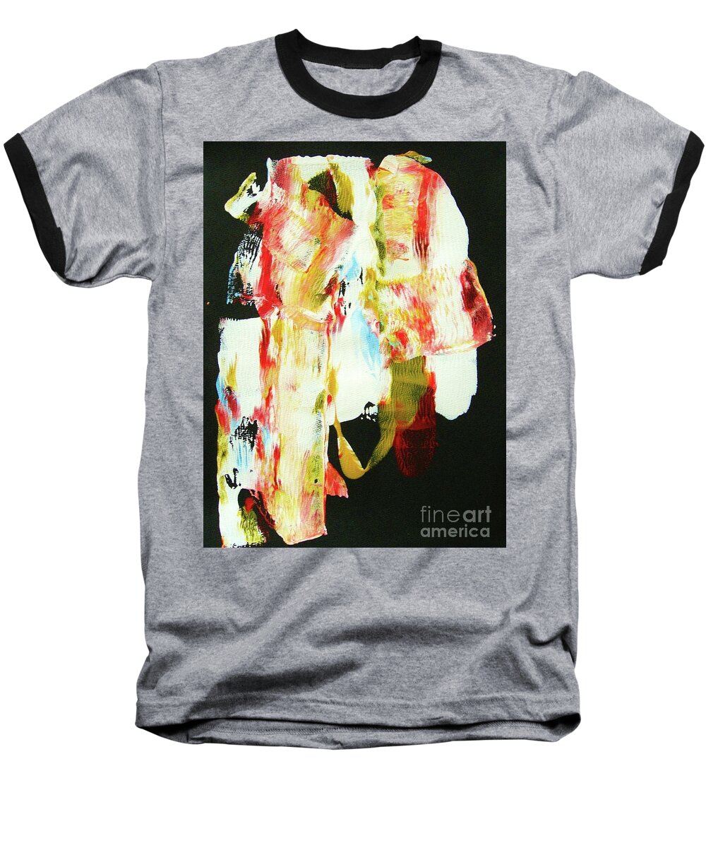 Abstraction Baseball T-Shirt featuring the painting CRAZY HORSE an American Hero by Thea Recuerdo