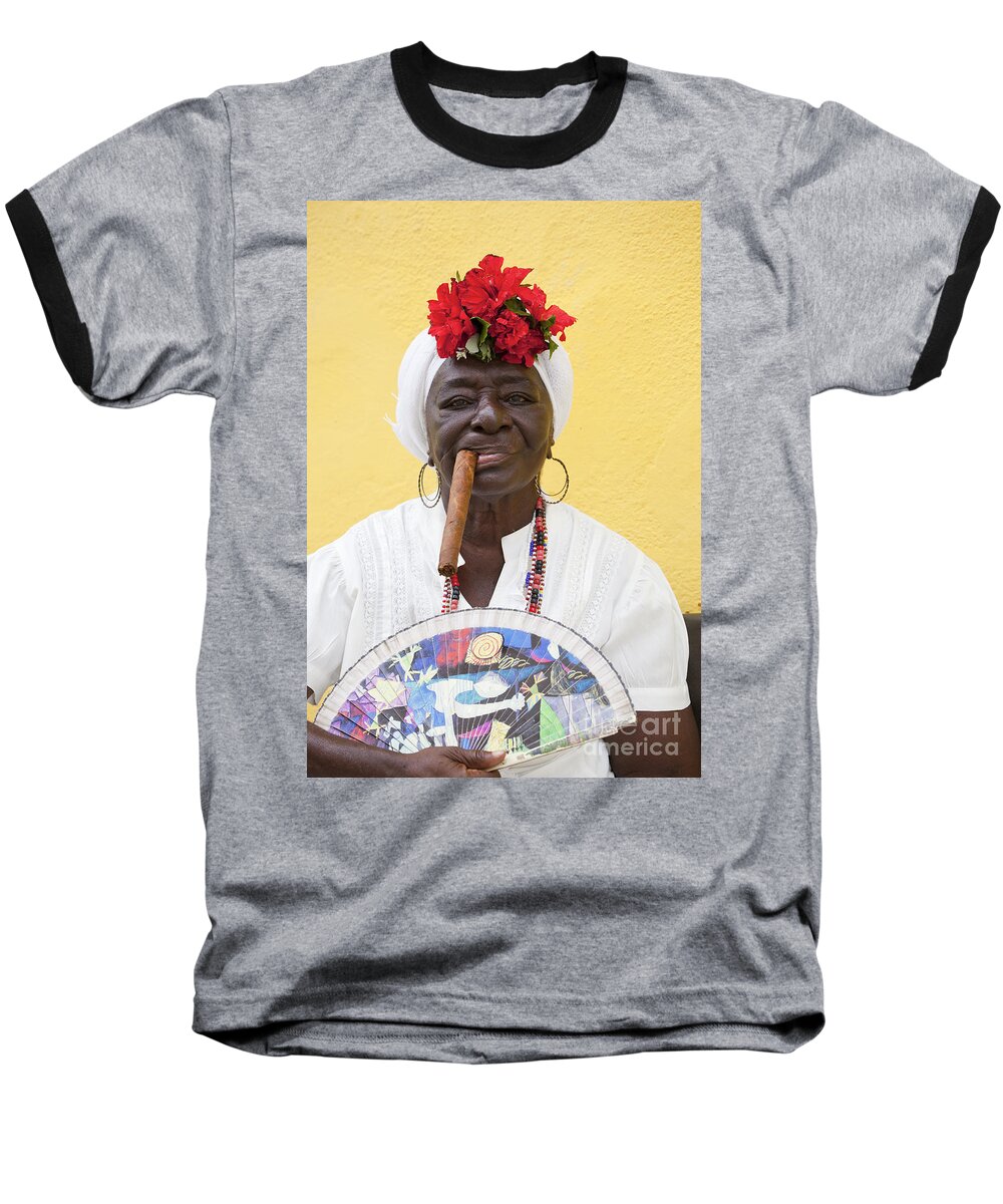 Cuba Baseball T-Shirt featuring the photograph Cuban Lady Two by Chris Dutton