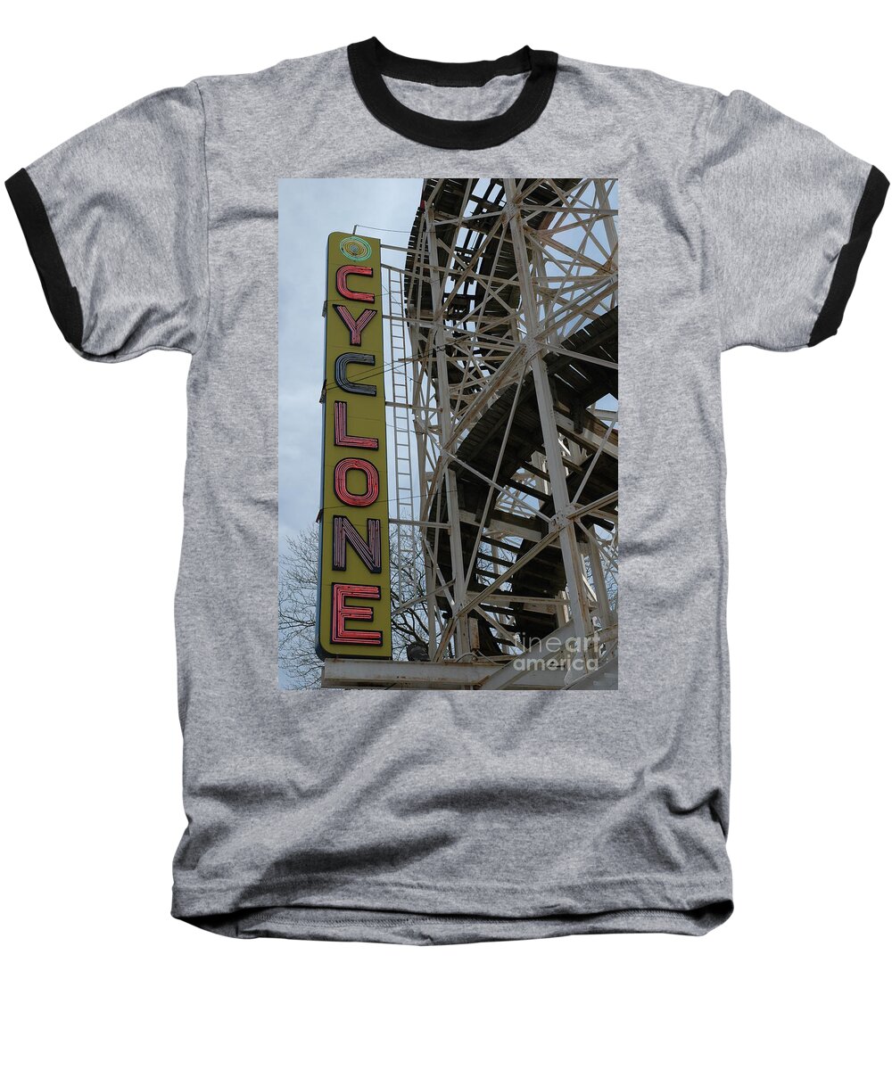 Cyclone Baseball T-Shirt featuring the photograph Cyclone - Roller Coaster by Susan Carella