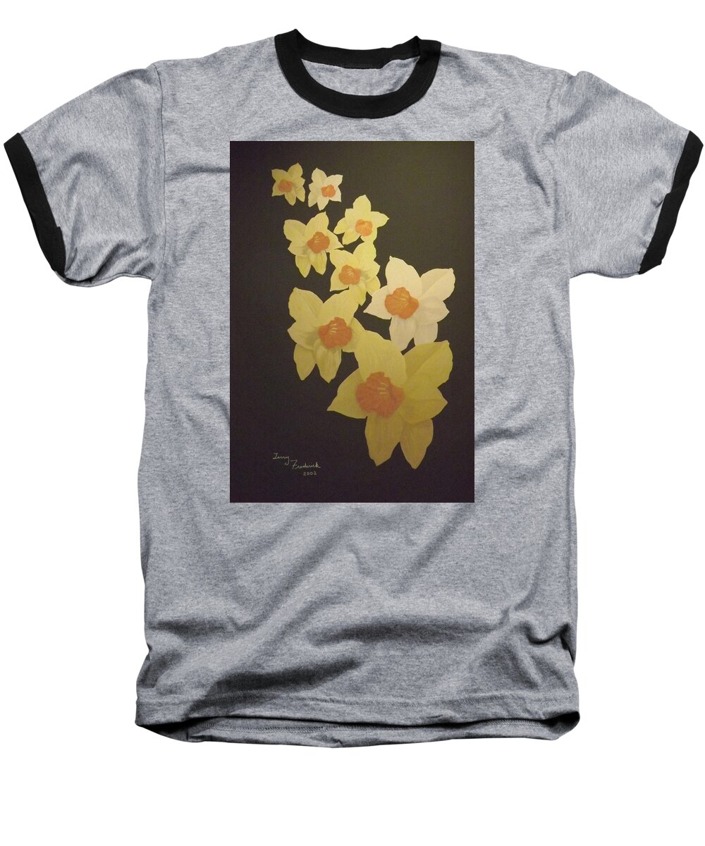Flowers Baseball T-Shirt featuring the digital art Daffodils by Terry Frederick